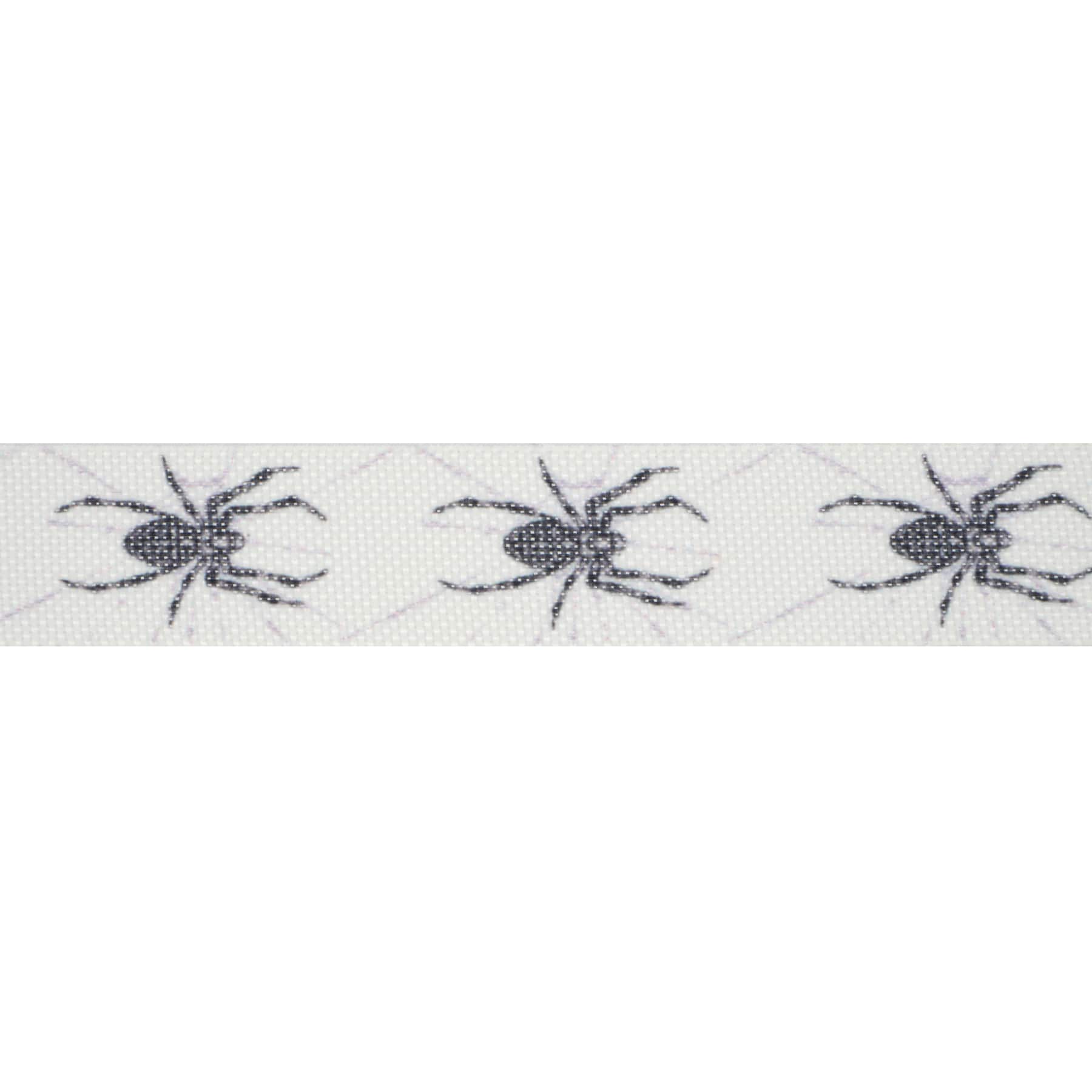 5/8" x 4yd. White & Black Spiders Ribbon by Celebrate It®
