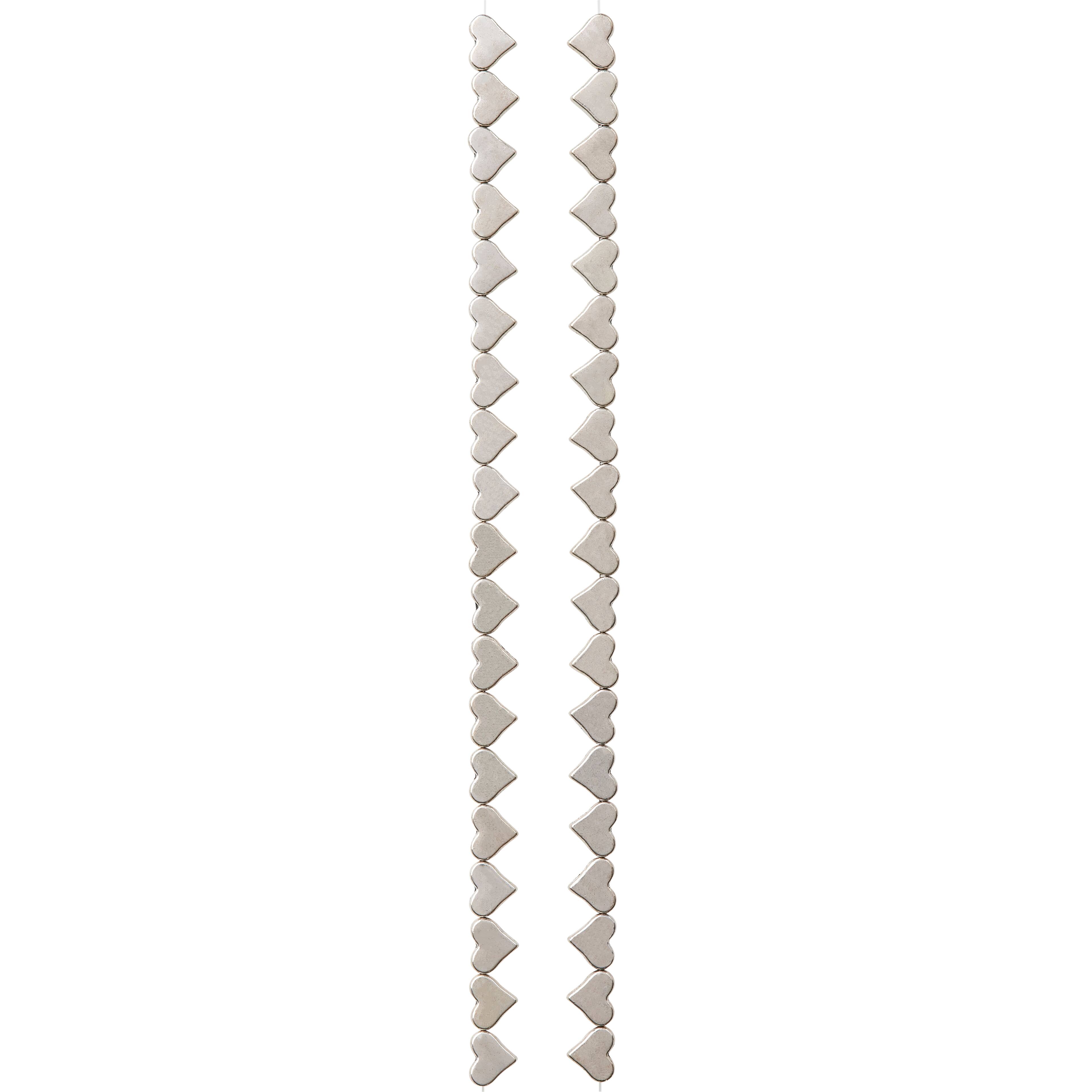 12 Pack: Silver Metal Heart Beads, 6mm by Bead Landing™