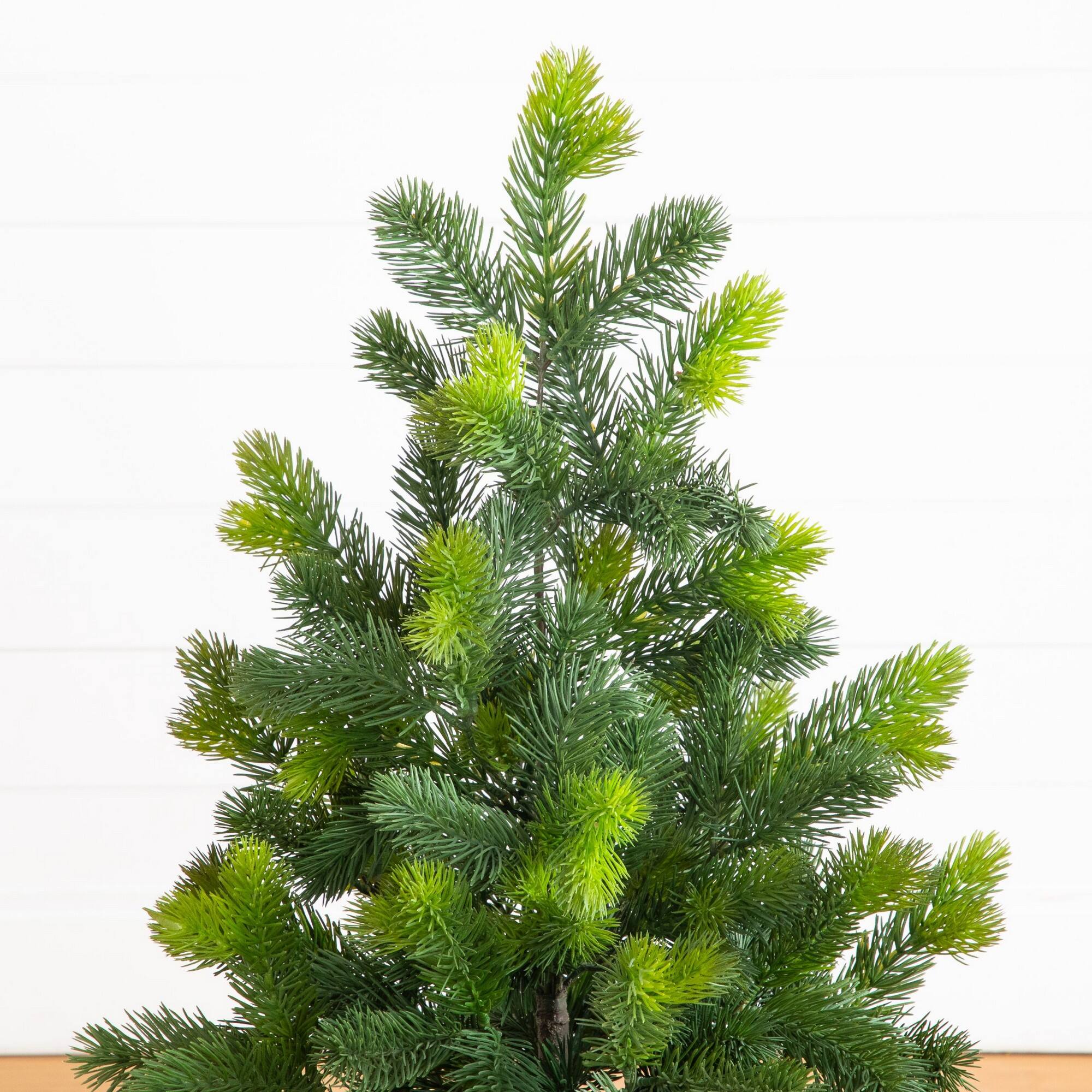 Nearly Natural 3ft. Unlit Artificial Real Touch Spruce Christmas Tree in White Decorative Planter