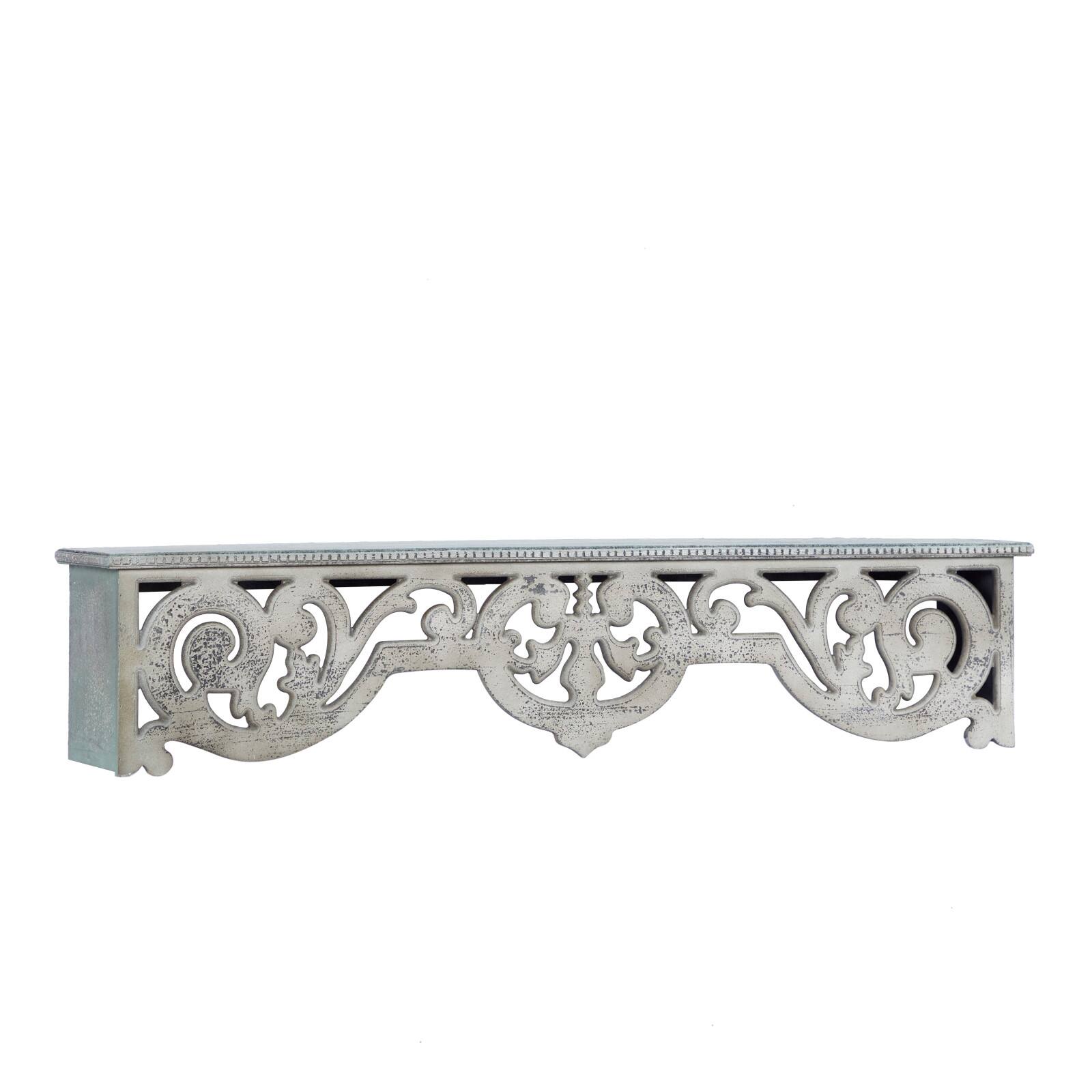 White Wood Farmhouse Wall Shelf, 10" x 48" x 8"