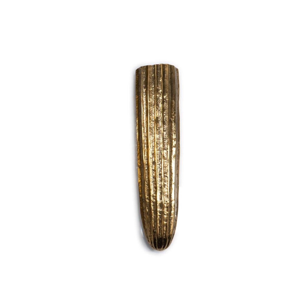 HomeRoots 12.25" Antiqued Gold Ribbed Aluminum Wall Vase