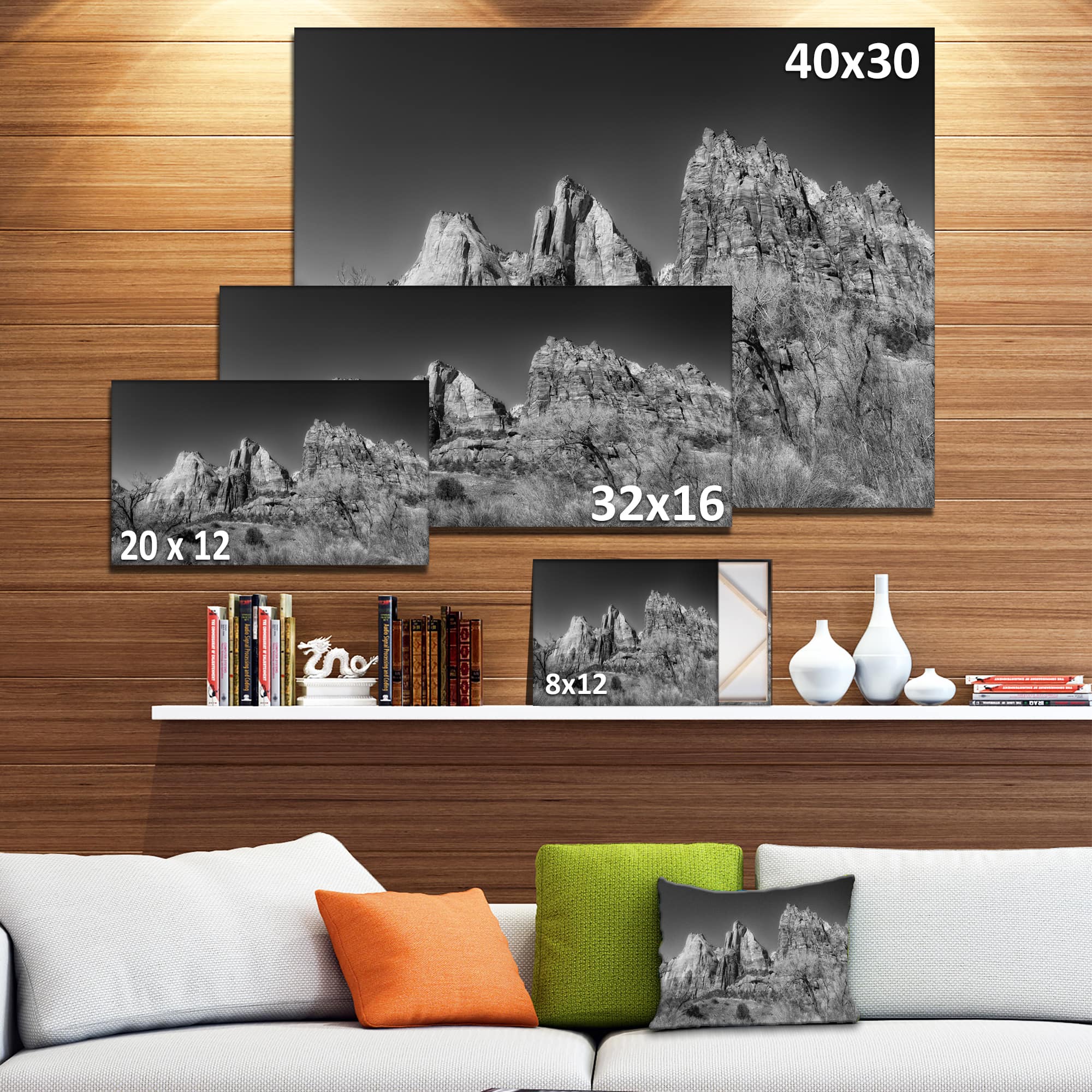 Designart - Rising Red Rocks Black and White