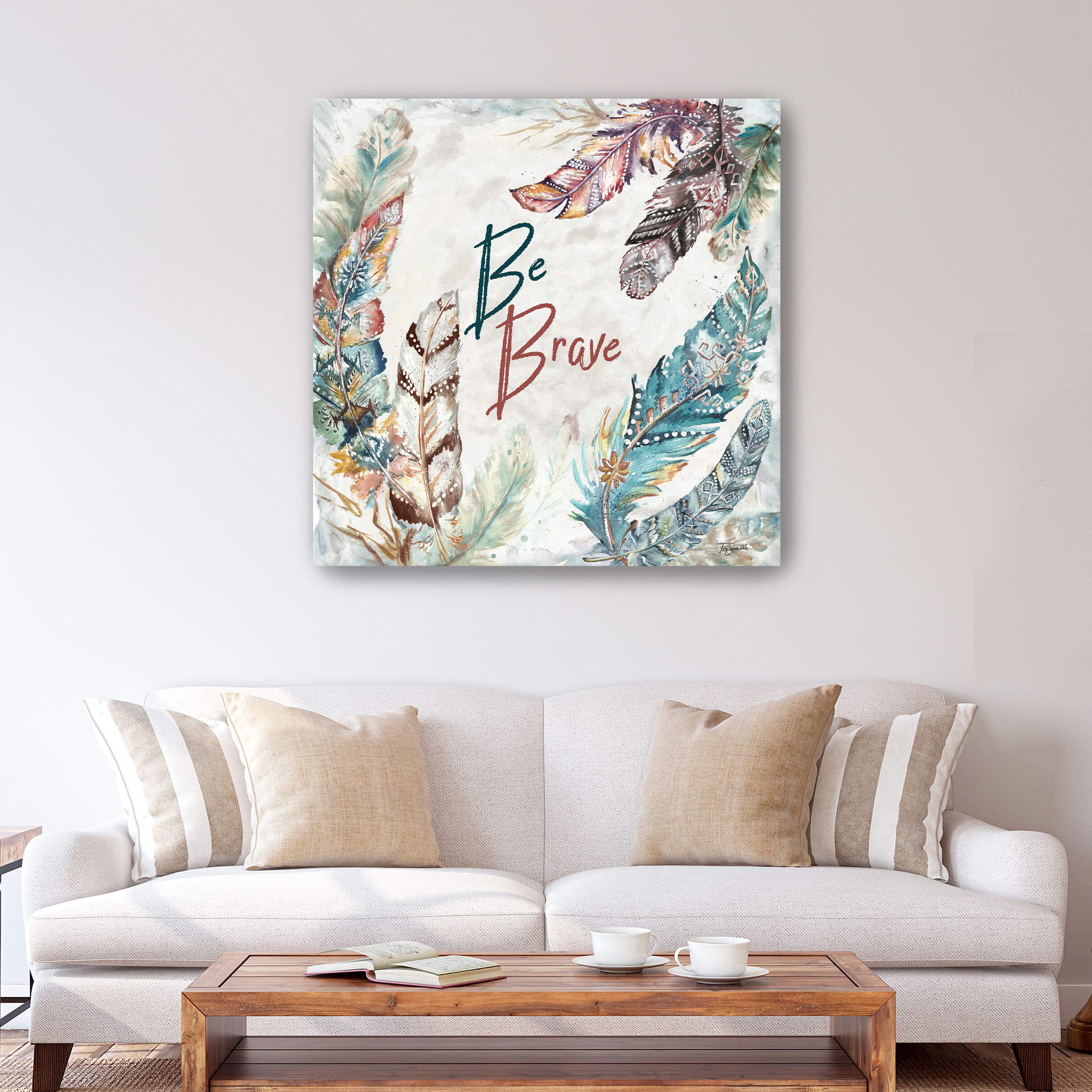 Tribal Feathers Square I Canvas Giclee