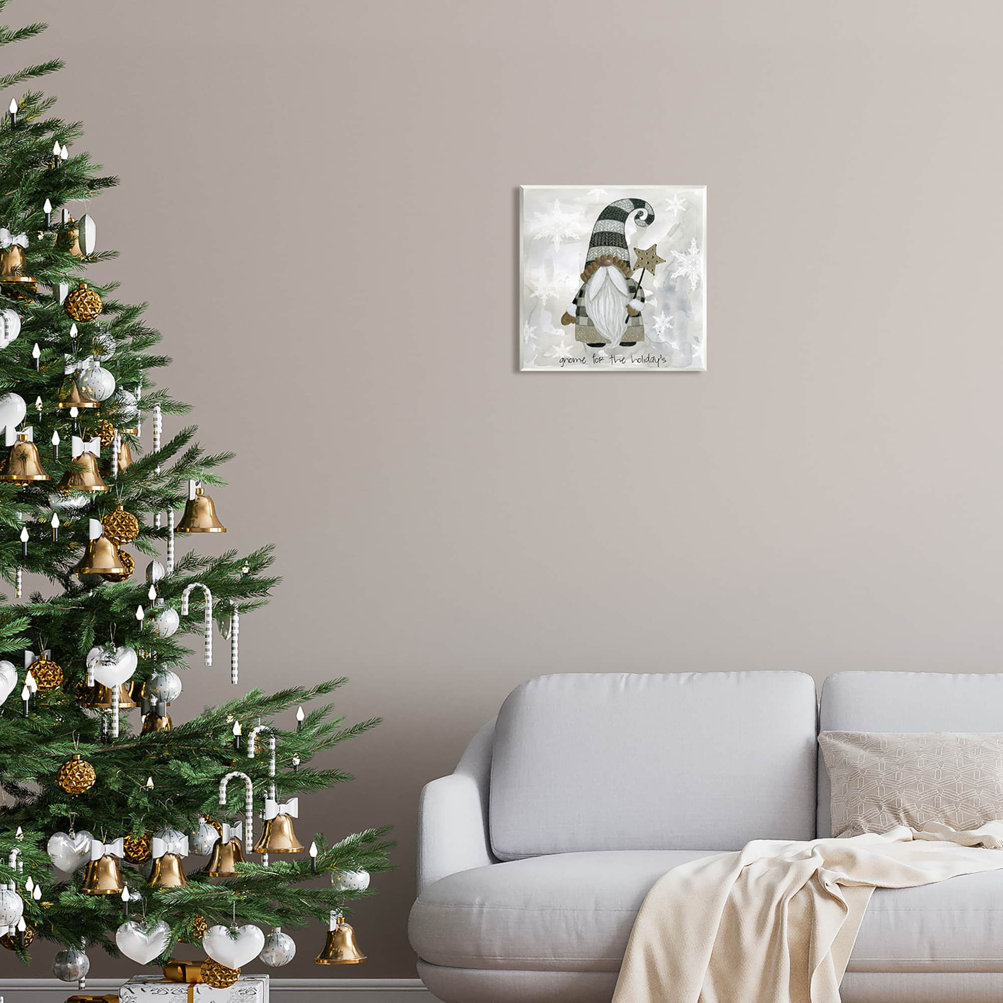 Stupell Industries Gnome for Holidays Snowflakes Wall Plaque Art
