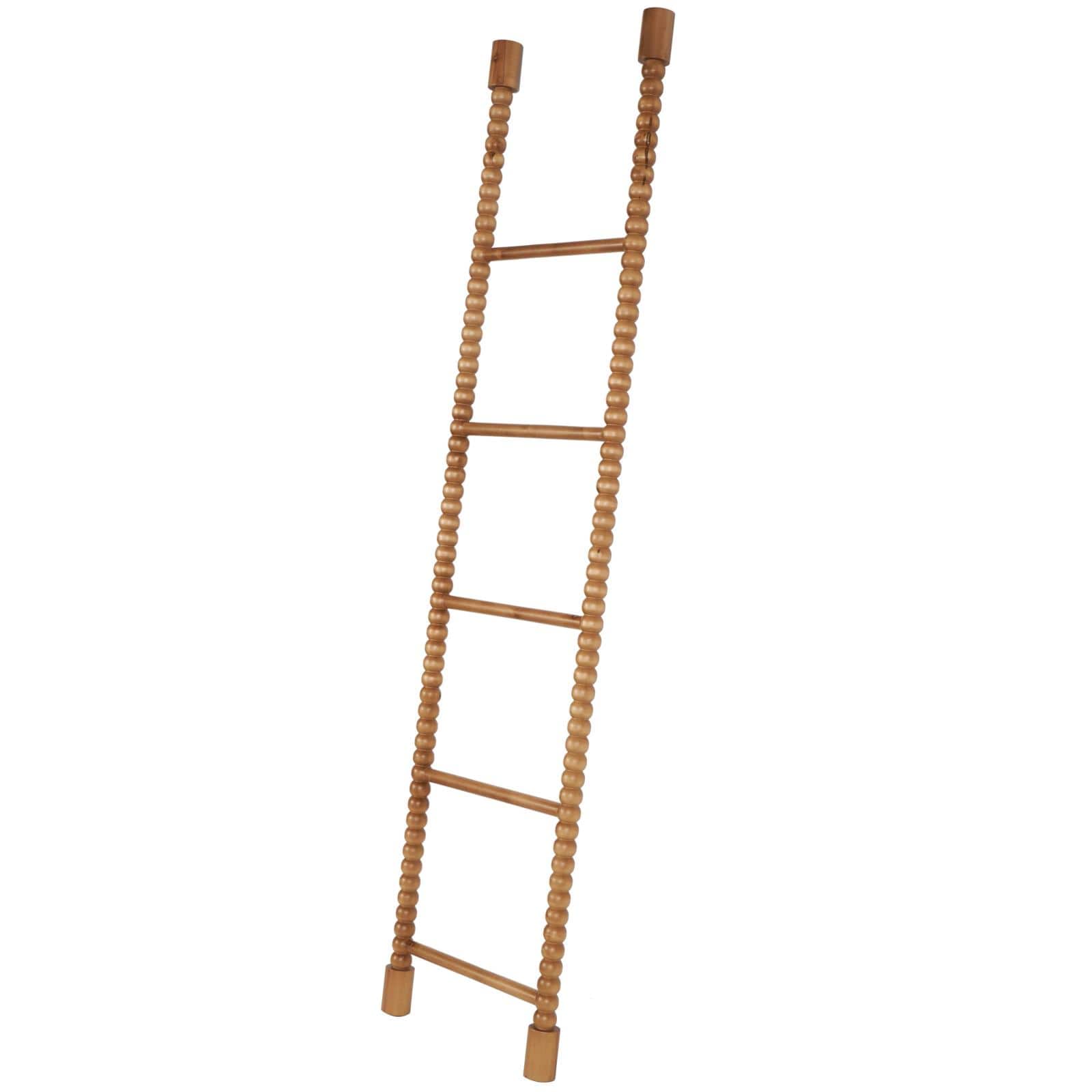 Ivory and Iris 73" Brown Wood 5 Rung Partition Ladder
