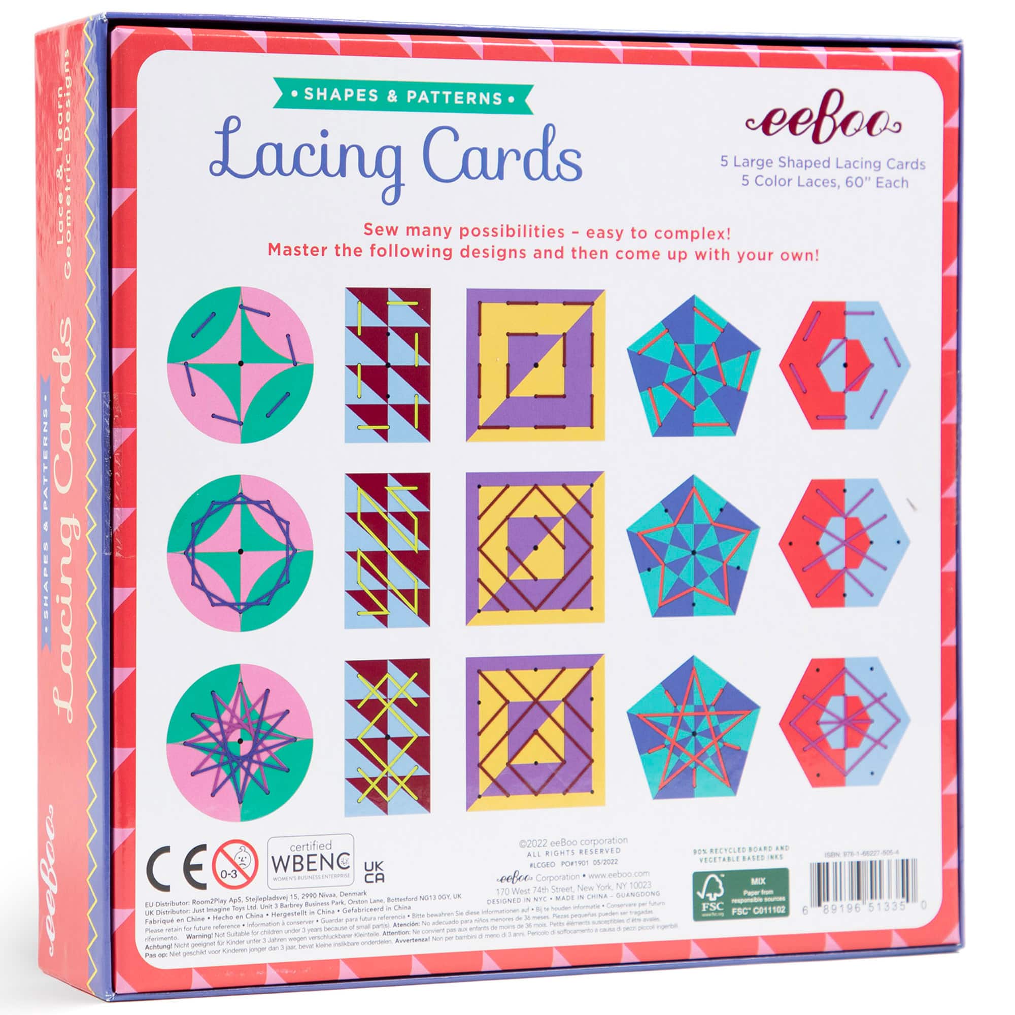 eeBoo Shapes & Patterns Lacing Cards Set