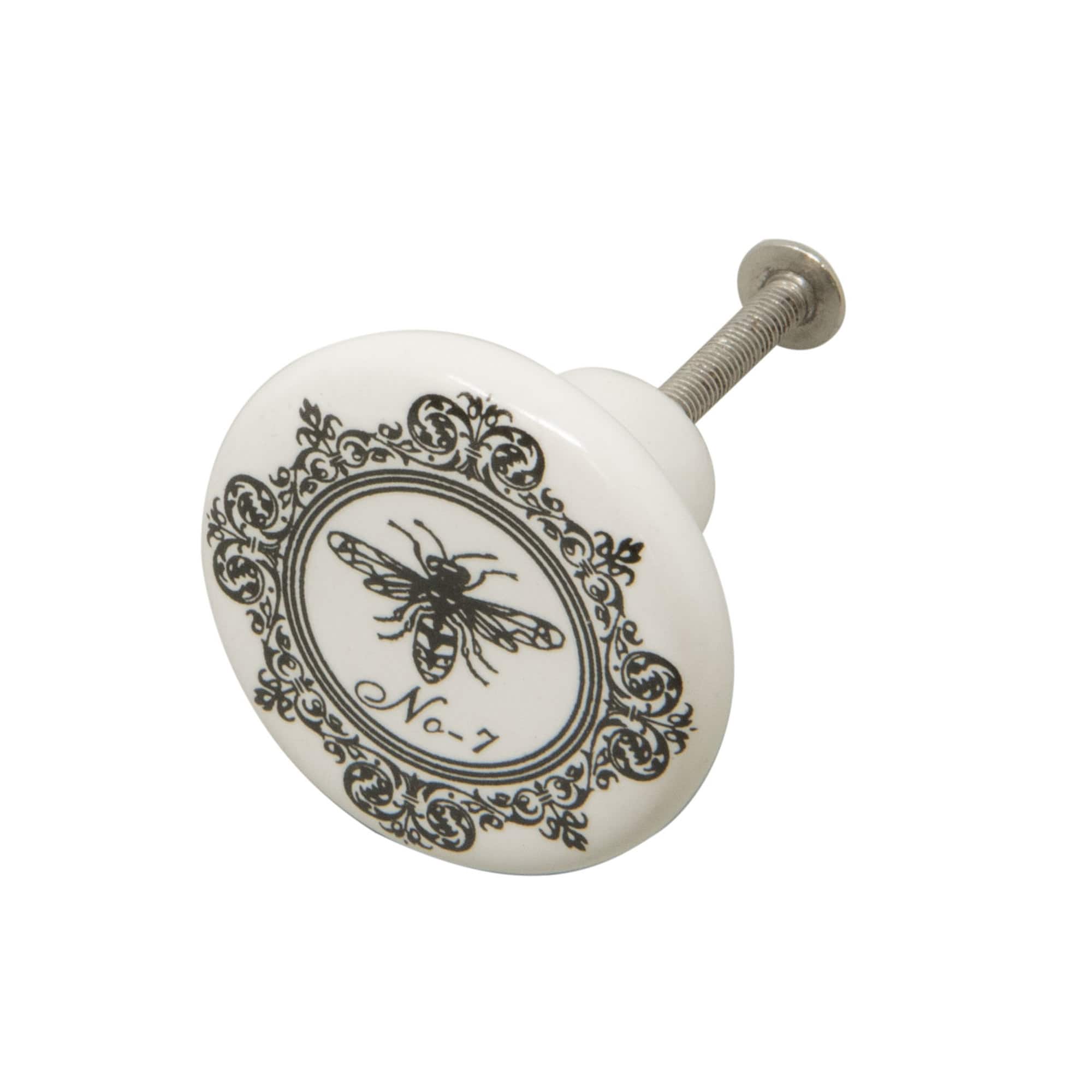 Dritz® Black & White Ceramic Classic Bee Knob, 6ct.