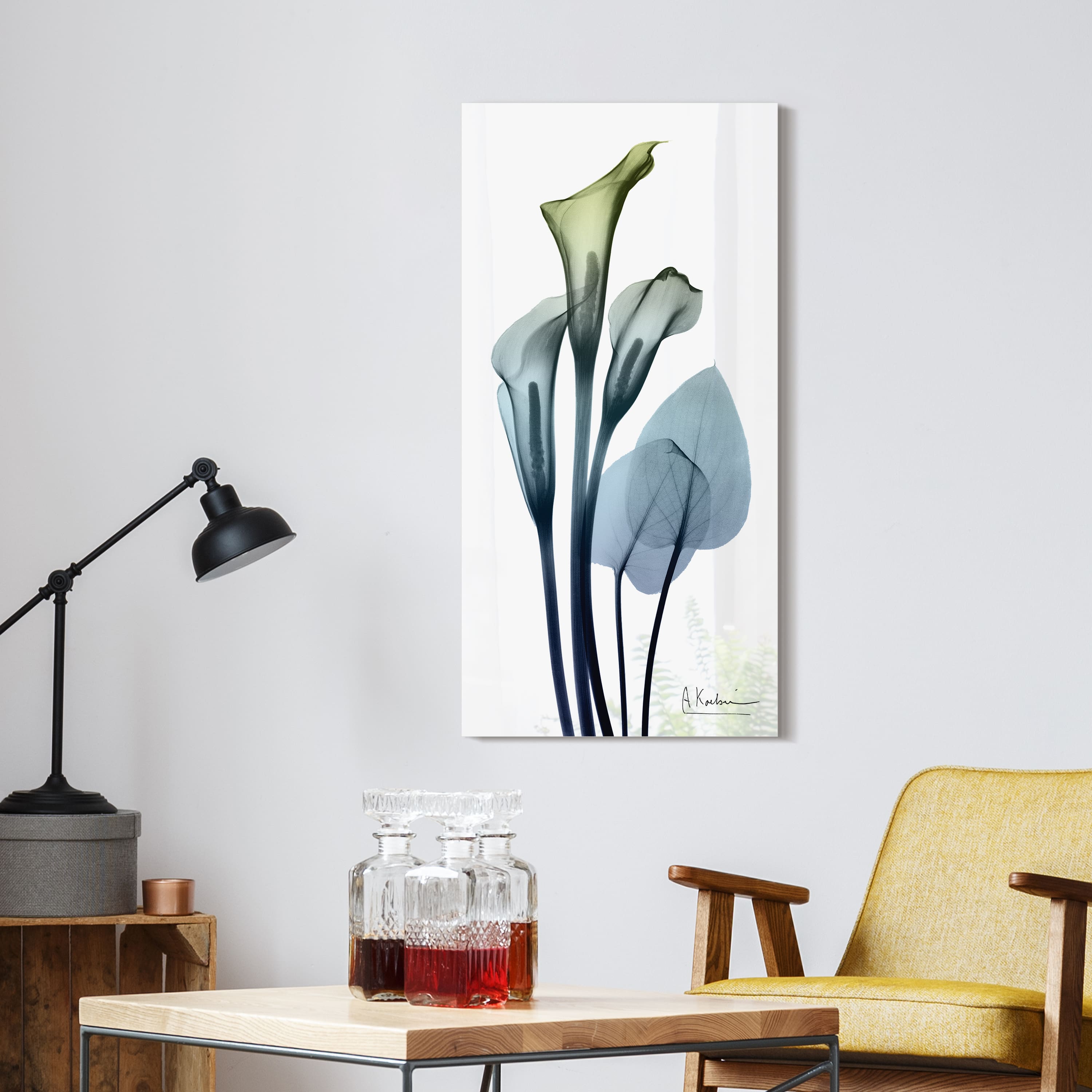 Empire Art Direct 24" x 48" Calla Lily Free Floating Tempered Glass Wall Art