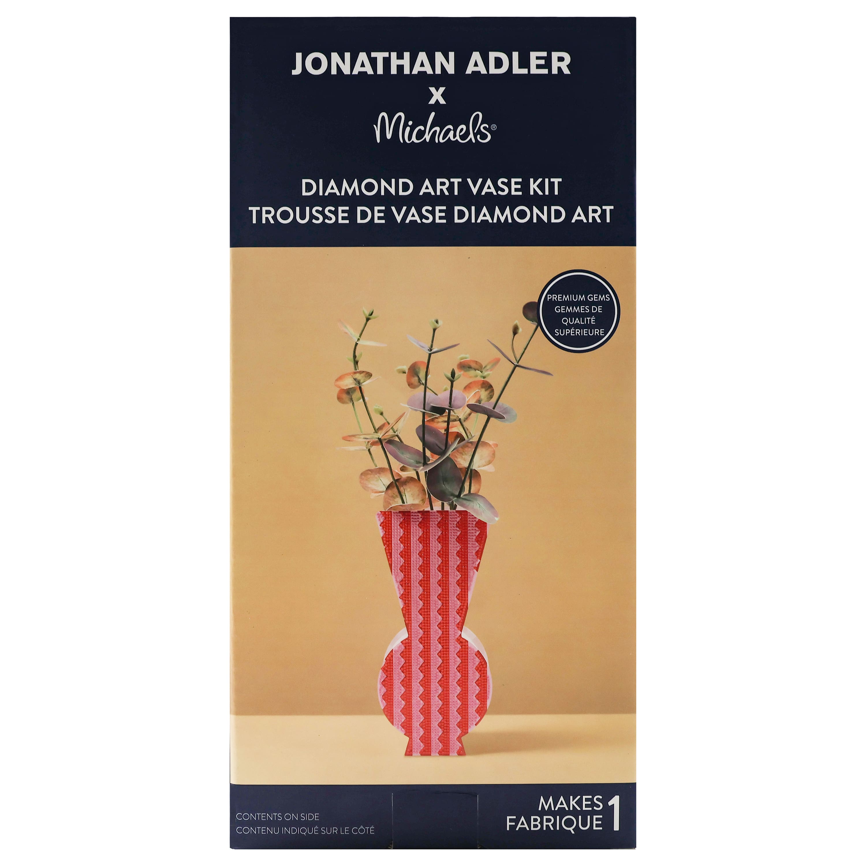 Jonathan Adler x Michaels Pink Zig Zag Stripe Diamond Art Vase Kit
