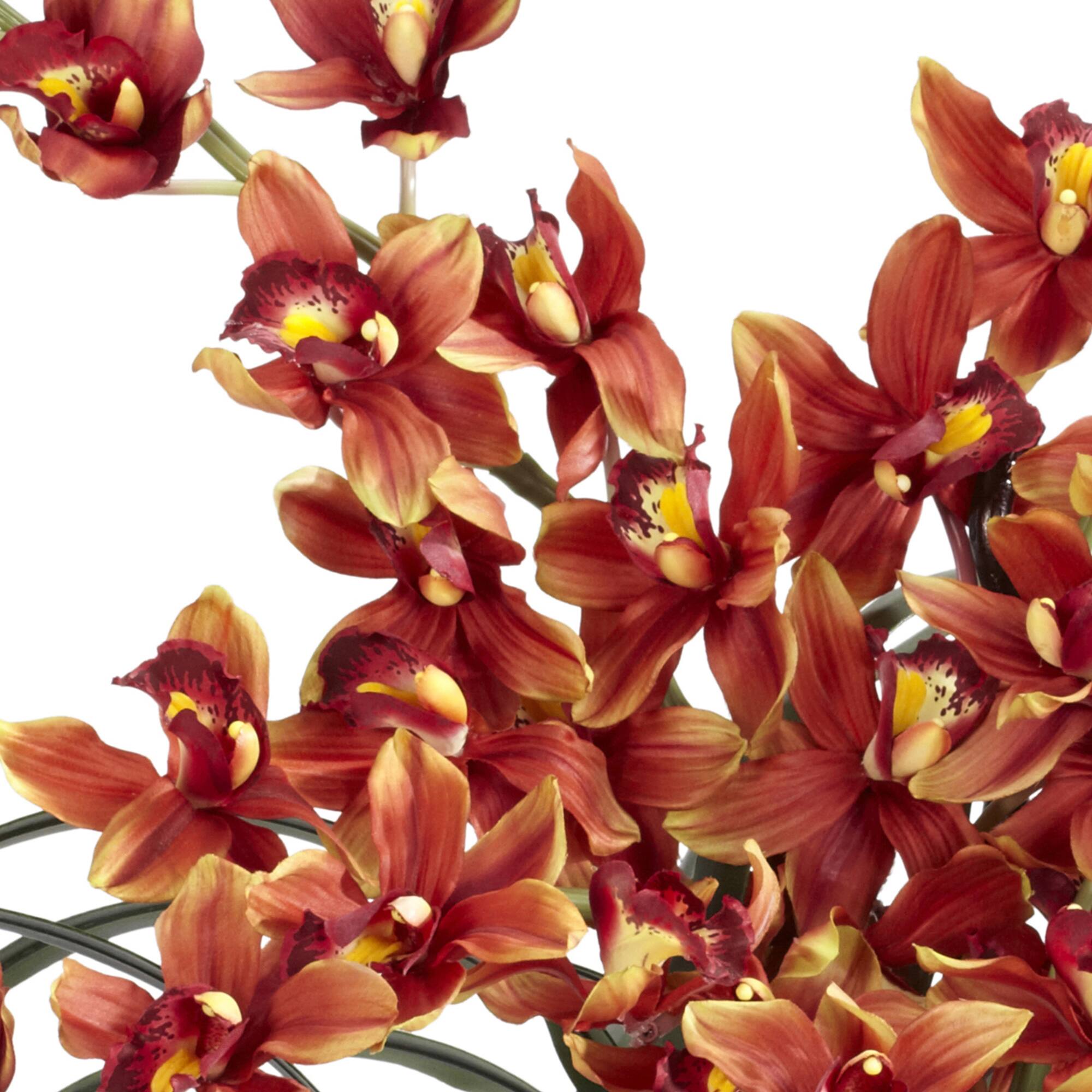 30" Burgundy Silk Cymbidium Arrangement with Decorative Vase