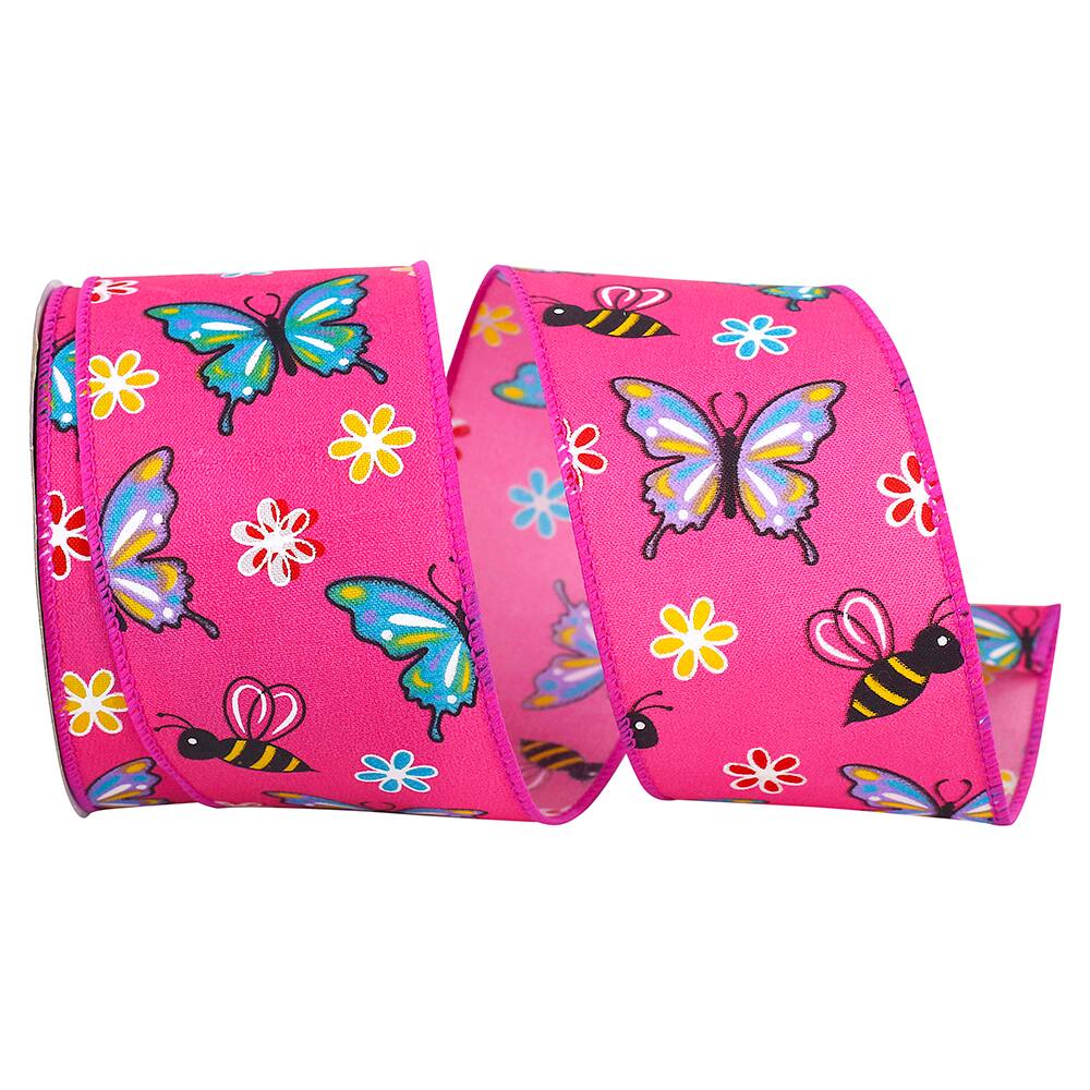 Reliant 2.5" x 10yd. Wired Butterfly And Bees Bright Ribbon