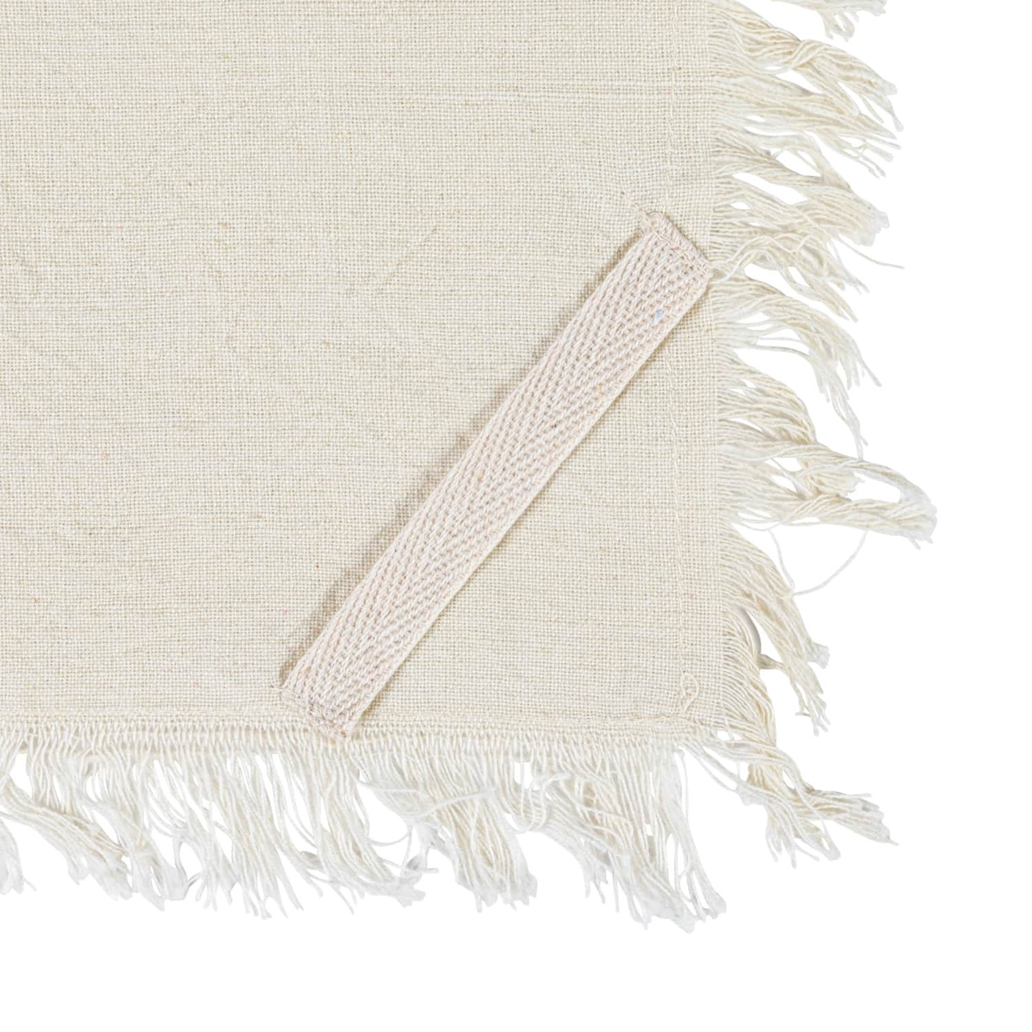Hello Honey® Natural & Black Stripes Woven Cotton Tea Towels with Fringe Set