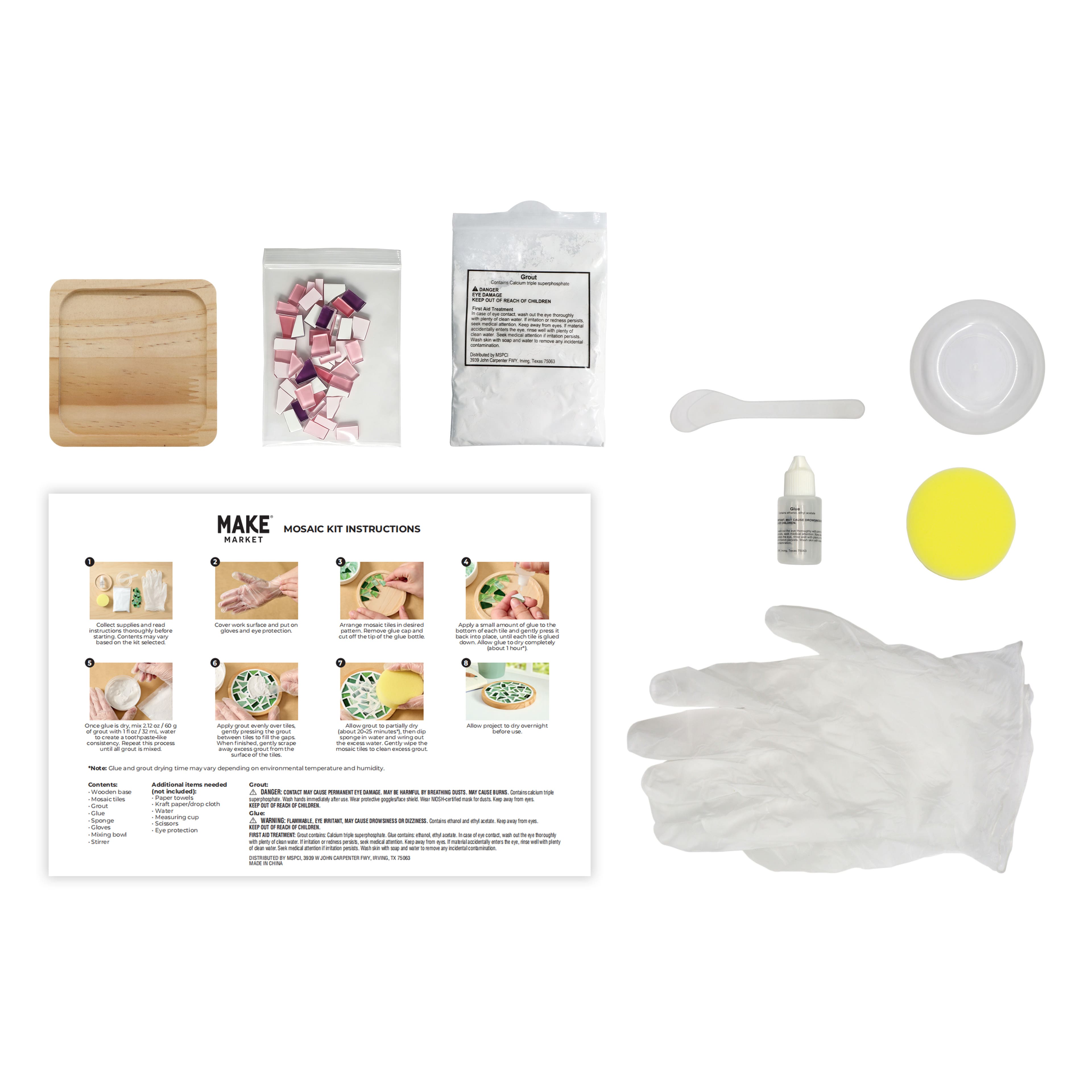 4" Square Pink Coaster Mosaic Kit by Make Market®