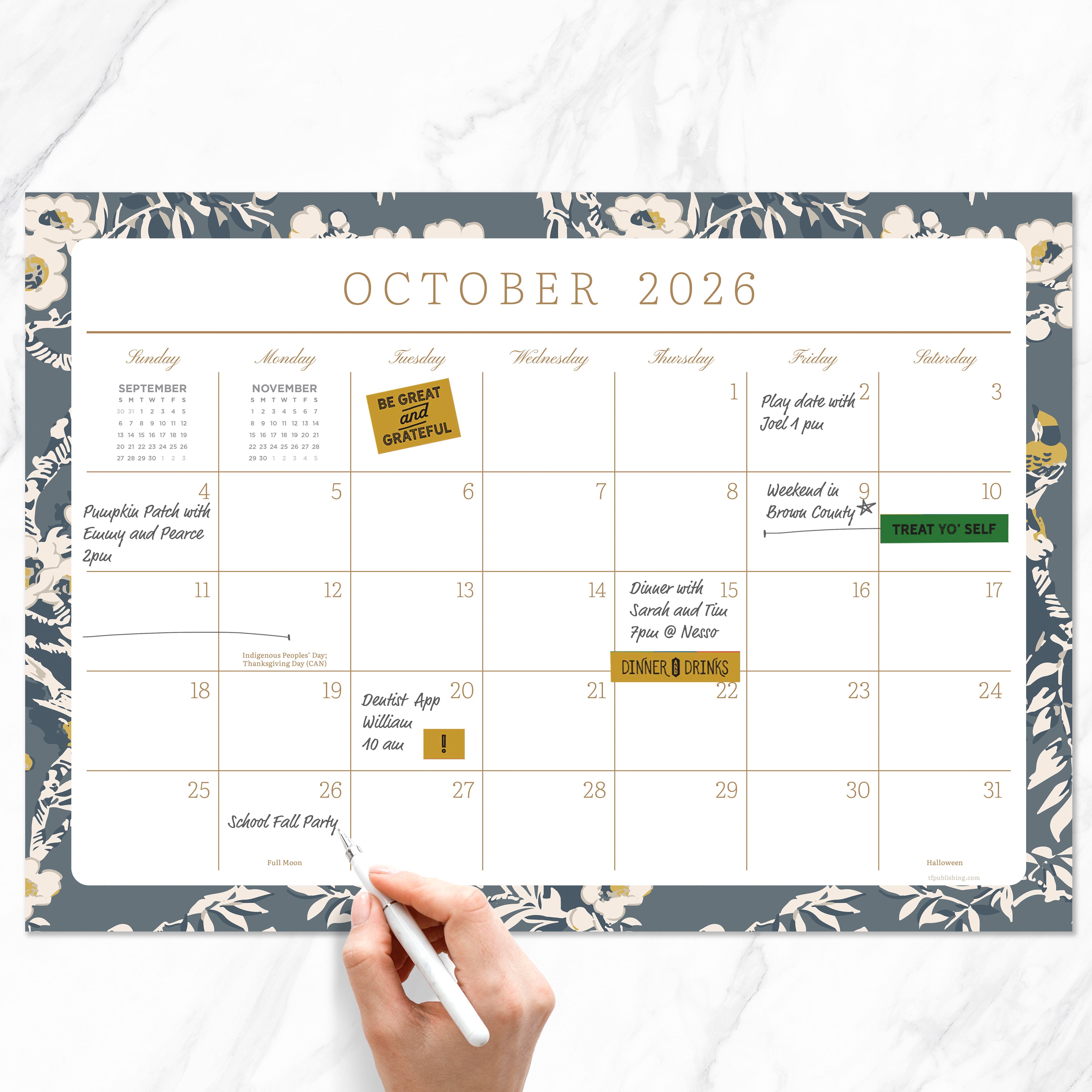 TF Publishing 2026-27 Artisan Legacy Desk Pad Monthly Blotter Calendar