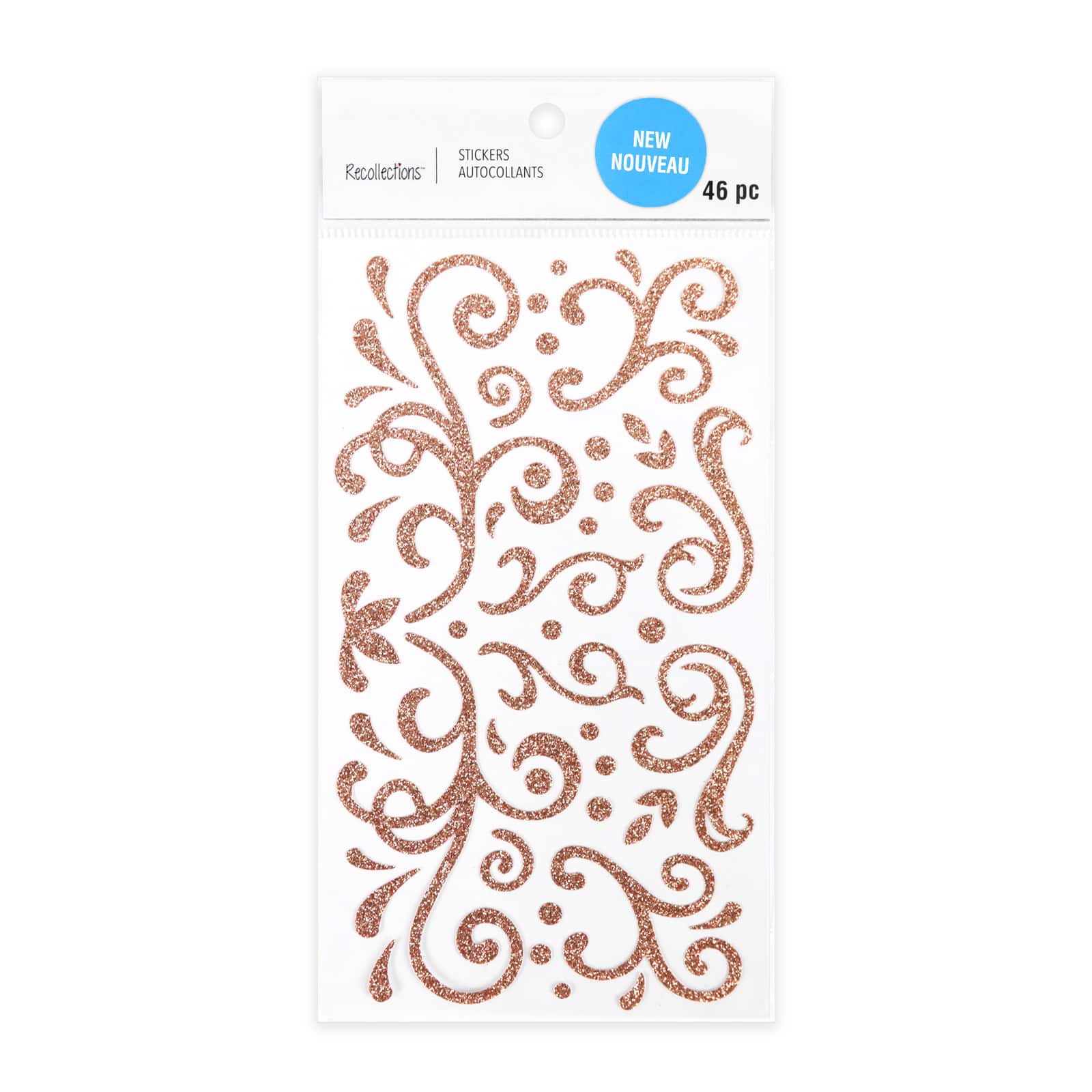 12 Pack: Rose Gold Glitter Swirl Stickers by Recollections™