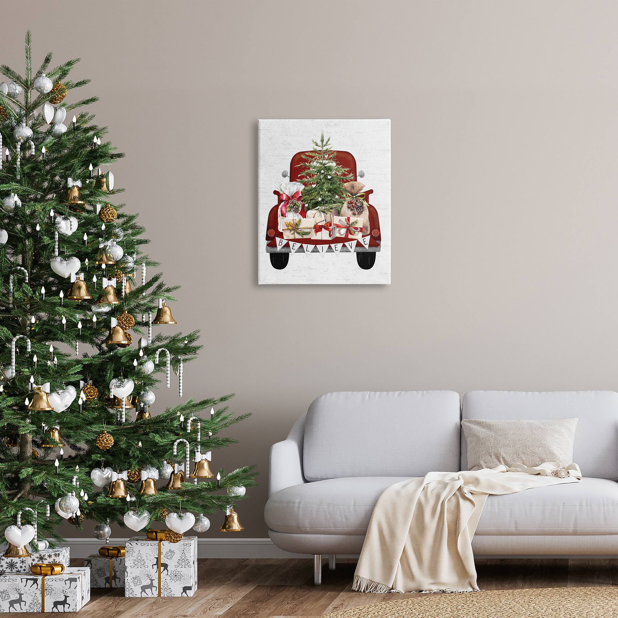 Stupell Industries Believe Seasonal Christmas Truck Canvas Wall Art