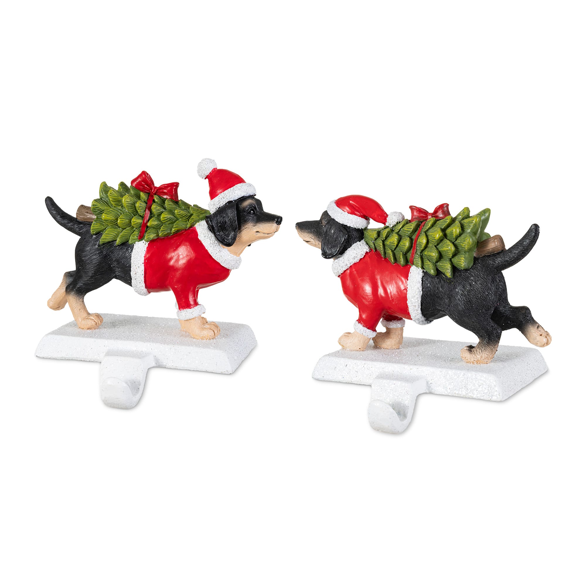 Glitzhome® Set of 2 Resin Dachshund Stocking Holders