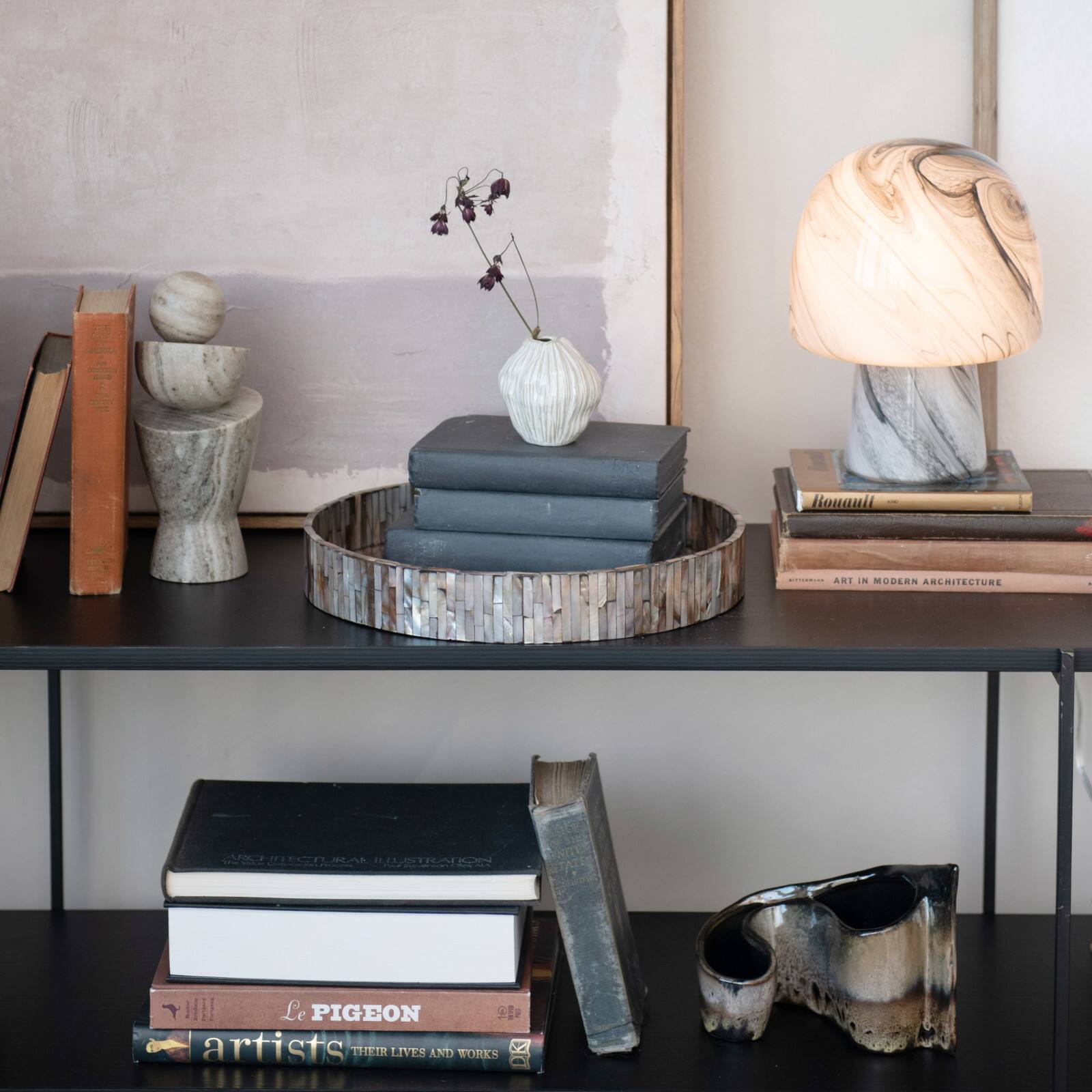 Hello Honey® 9.5" Gray & Brown Geometric Marble Décor