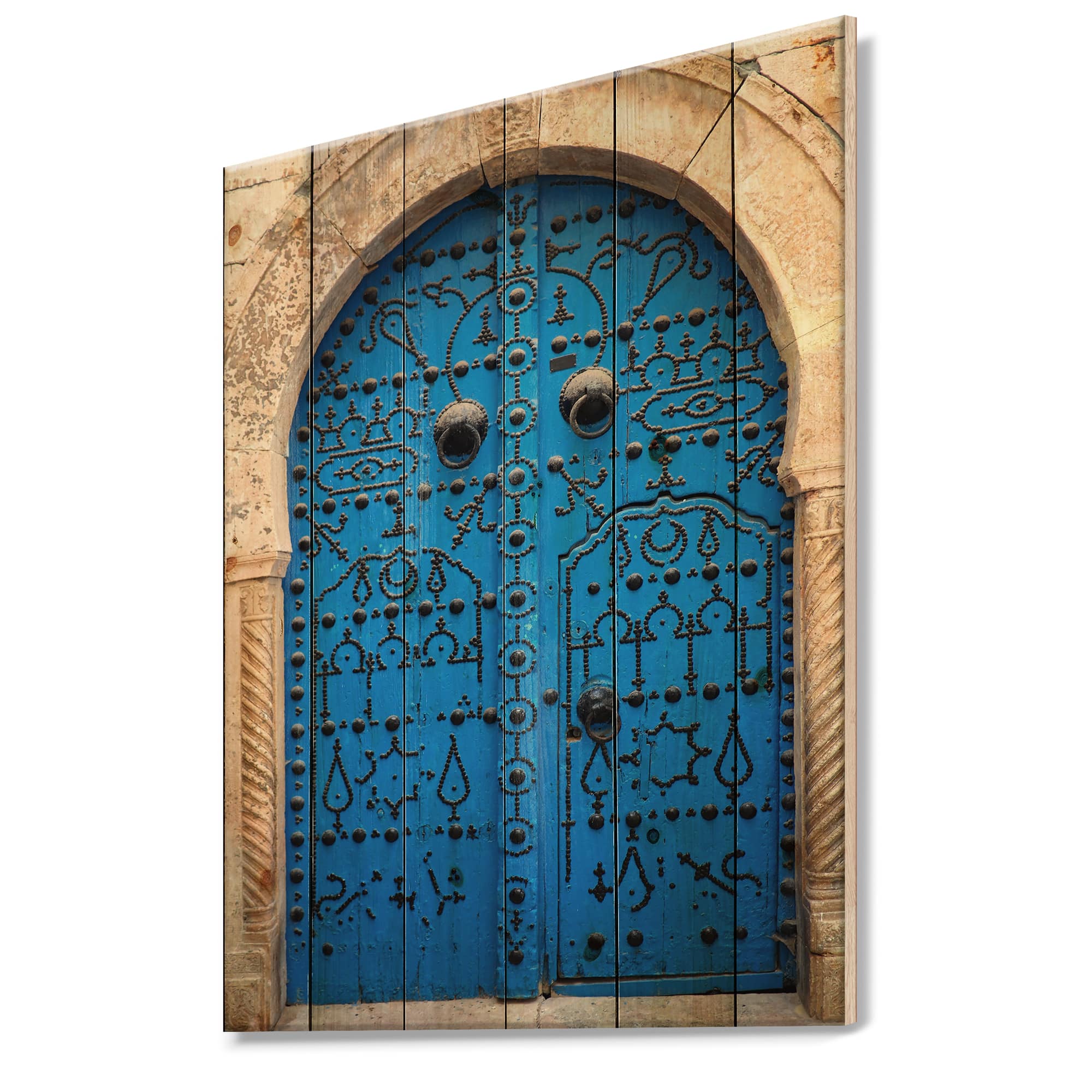 Designart - Vintage North African Door - Vintage Print on Natural Pine Wood