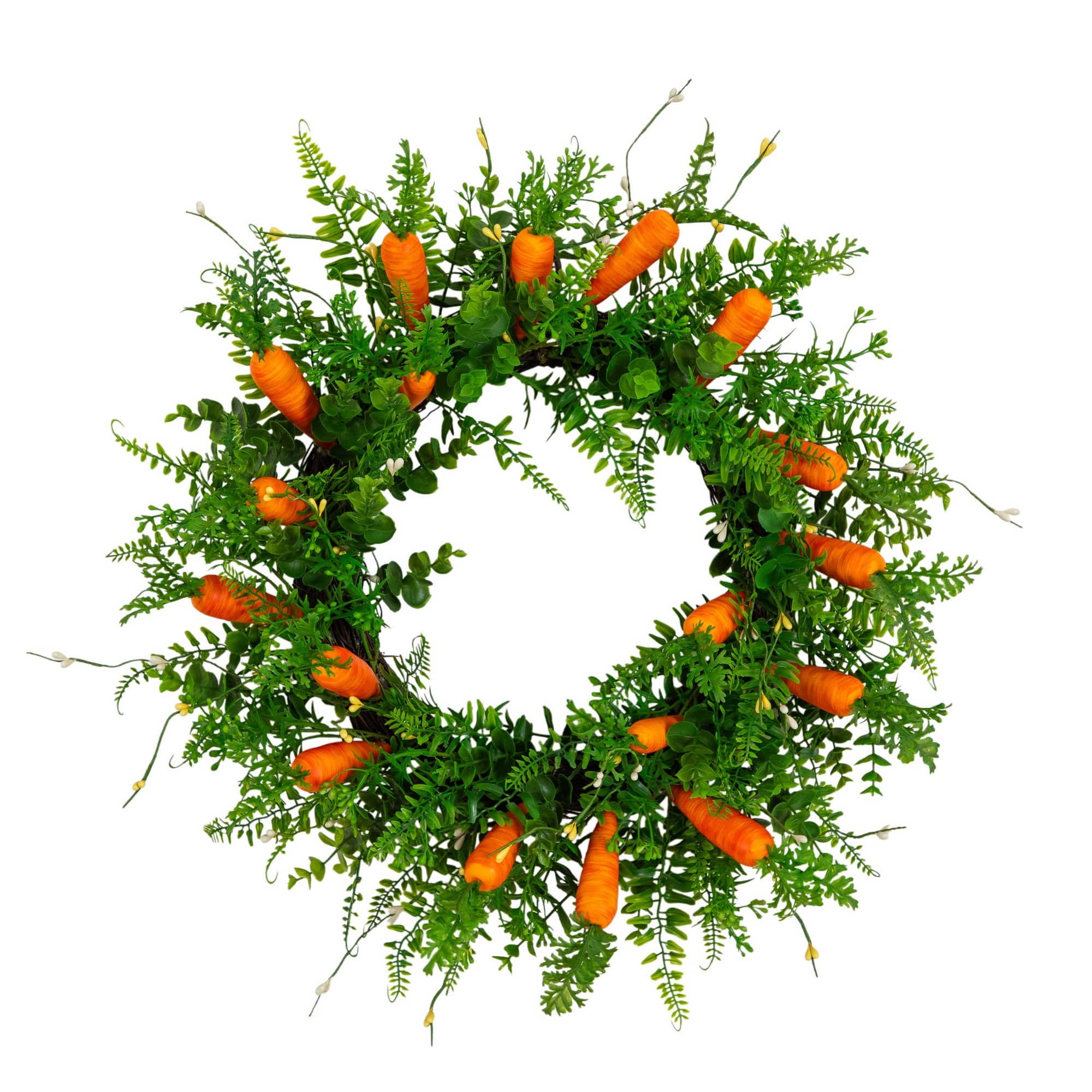 22" Artificial Easter Fern and Carrots Wreath