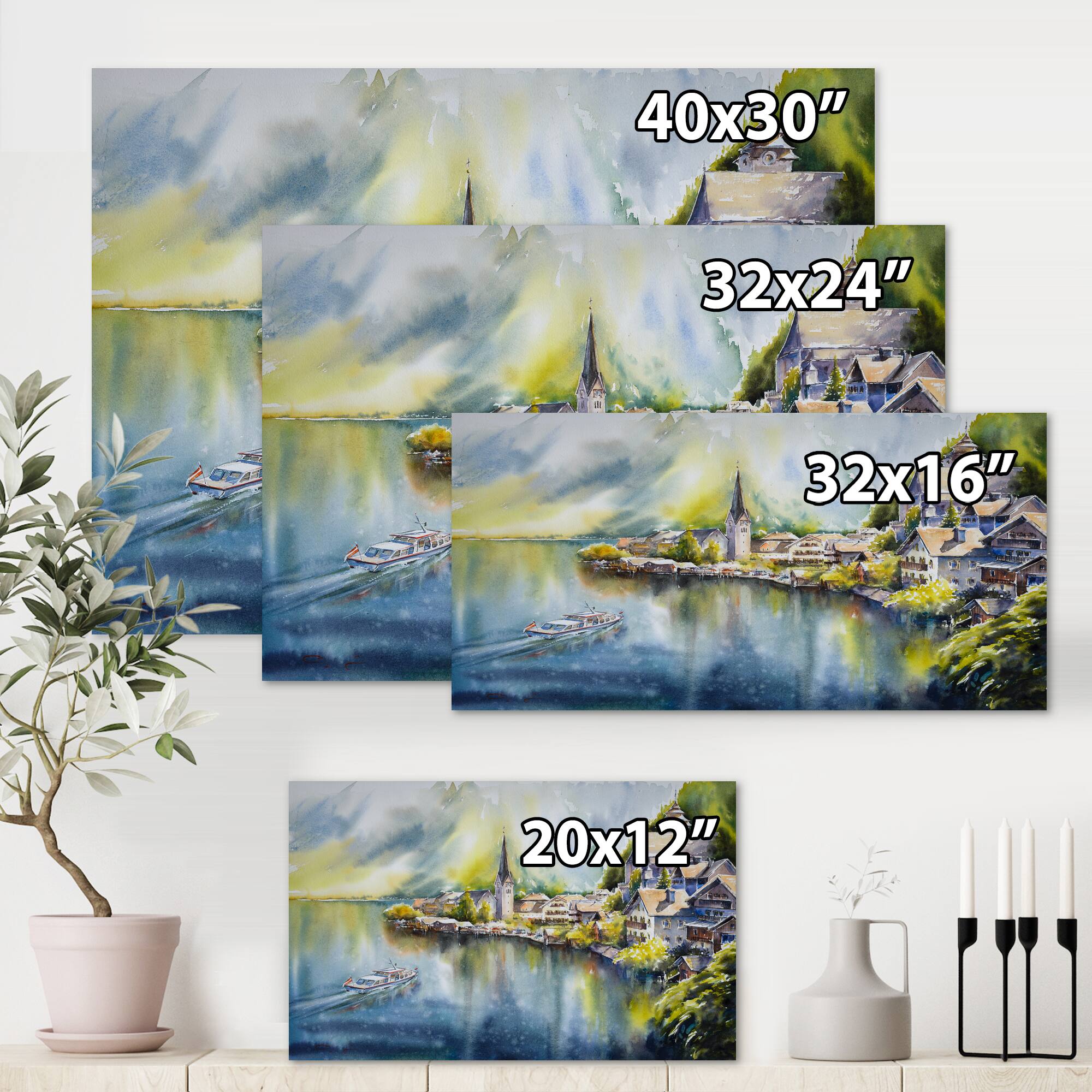 Designart - Mountain Village By The River In Austria