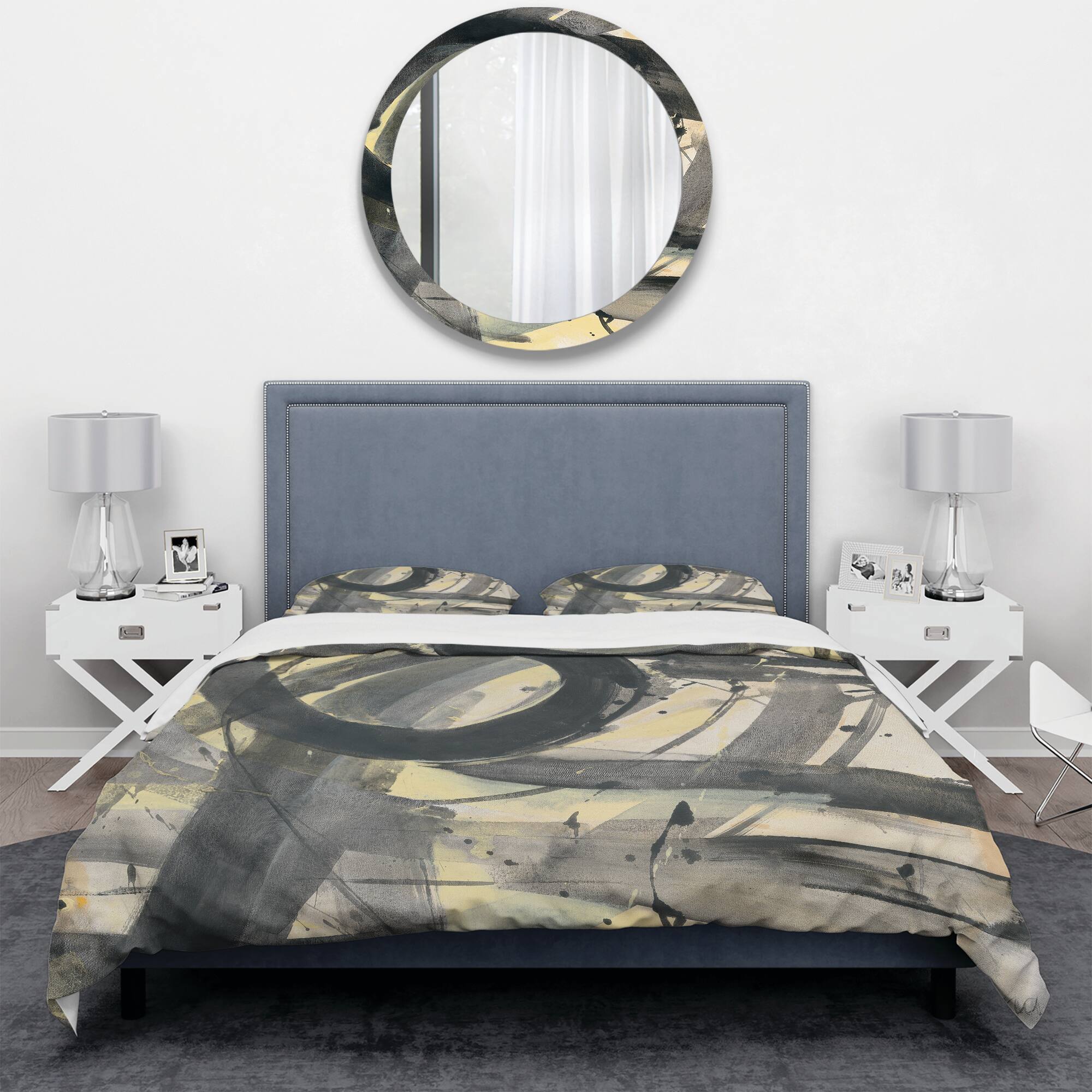 Designart 'Minimalistic Roller IV' Geometric Bedding Set - Duvet Cover & Shams