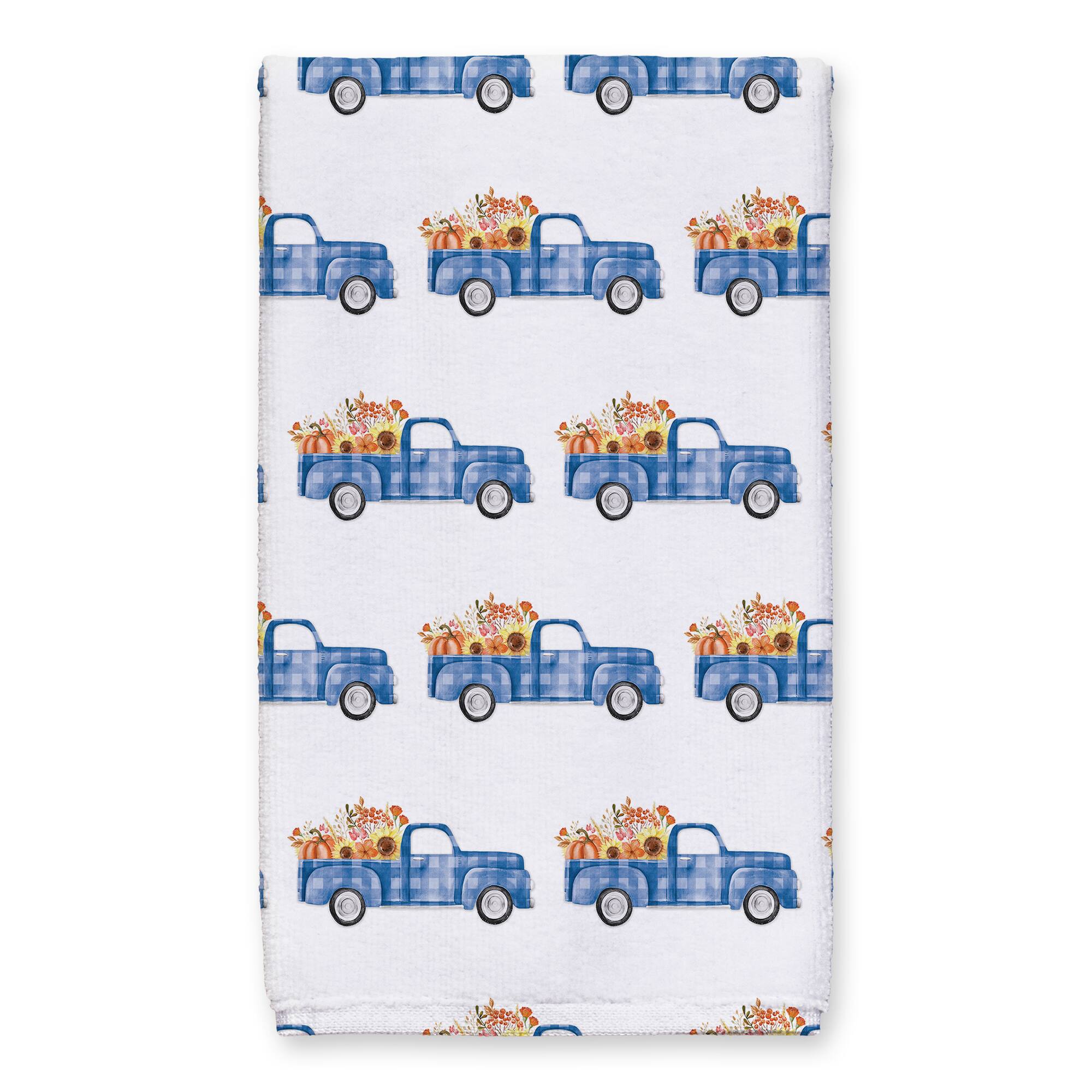 Blue Thanksgiving Truck Tea Towel Set