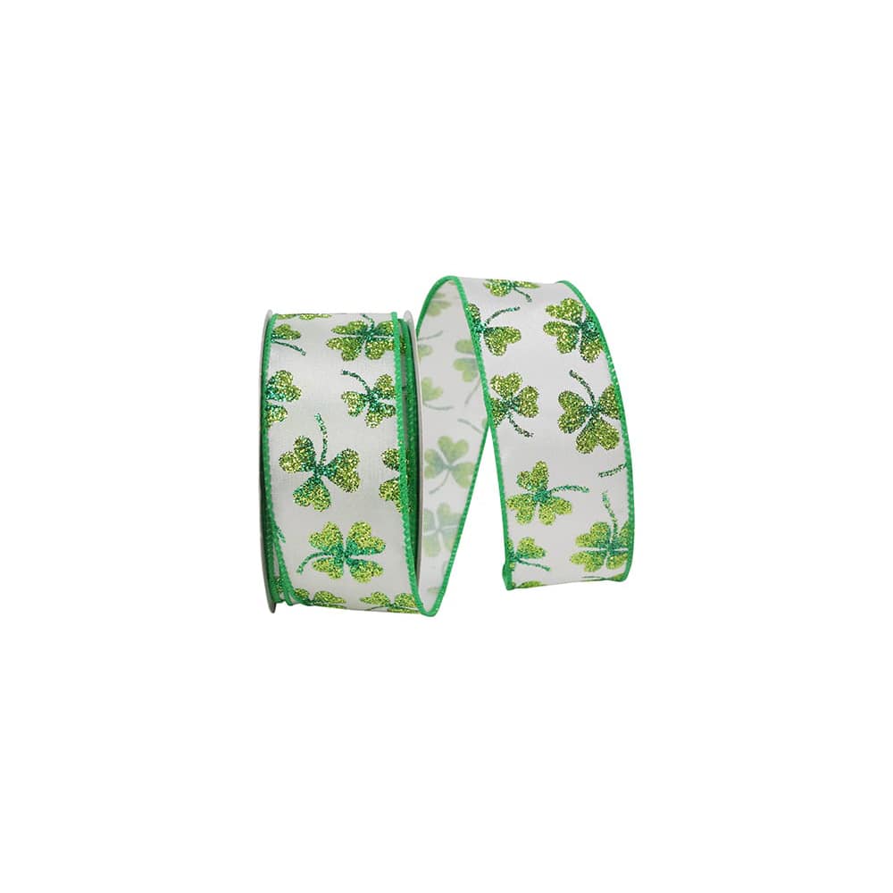 Reliant 1.5" x 10yd. Glitter Wired St. Patrick's Shamrock Ribbon