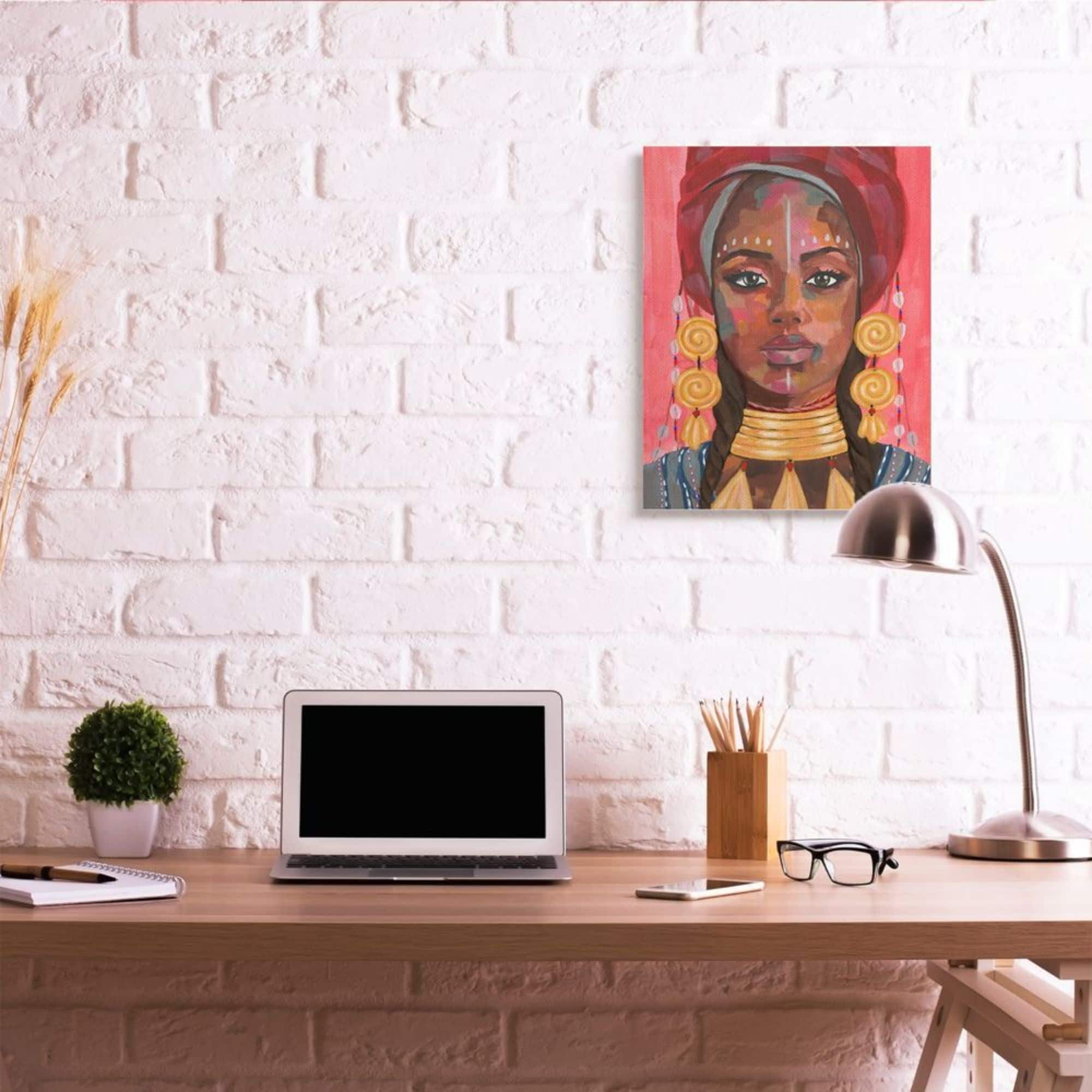 Stupell Industries African Female Portrait with Golden Jewelry Canvas Wall Art