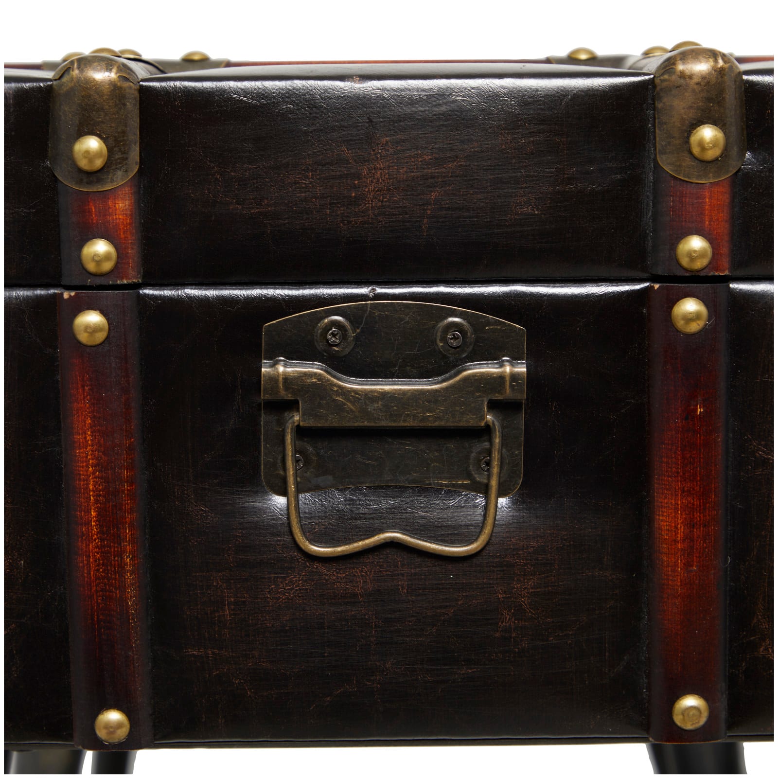 Black Faux Leather Studded Coffee Table Set