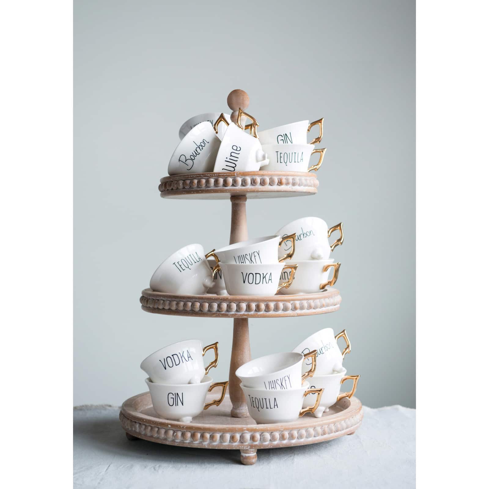 Hello Honey® 24.8" Round 3 Tier Decorative Wood Tray