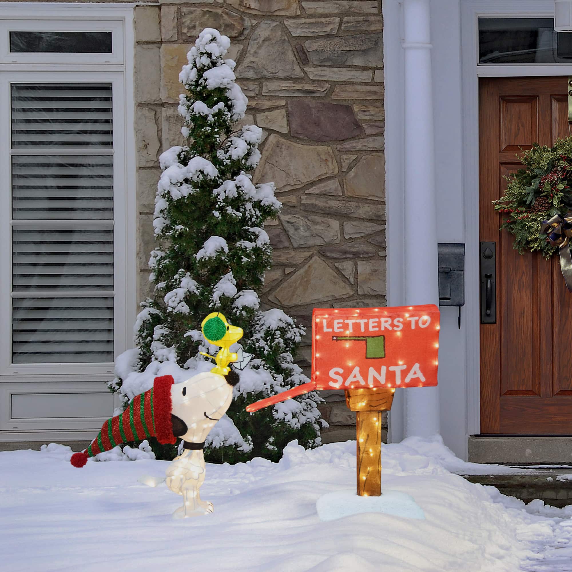 Peanuts 42" Snoopy & Woodstock Christmas Letter Scene Yard Décor