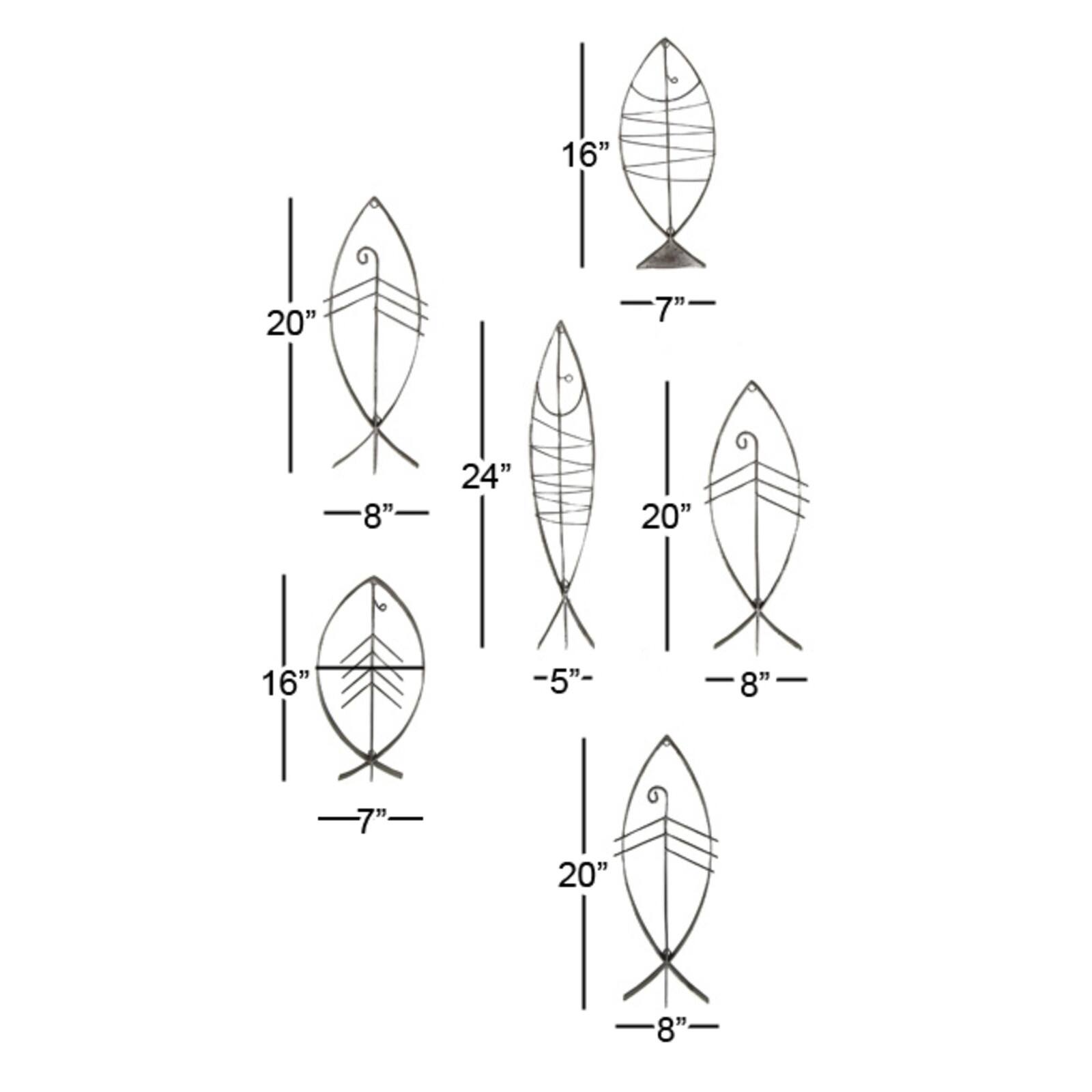 Set of 6 Black Metal Industrial Abstract Wall Decor, 16", 20", 24"