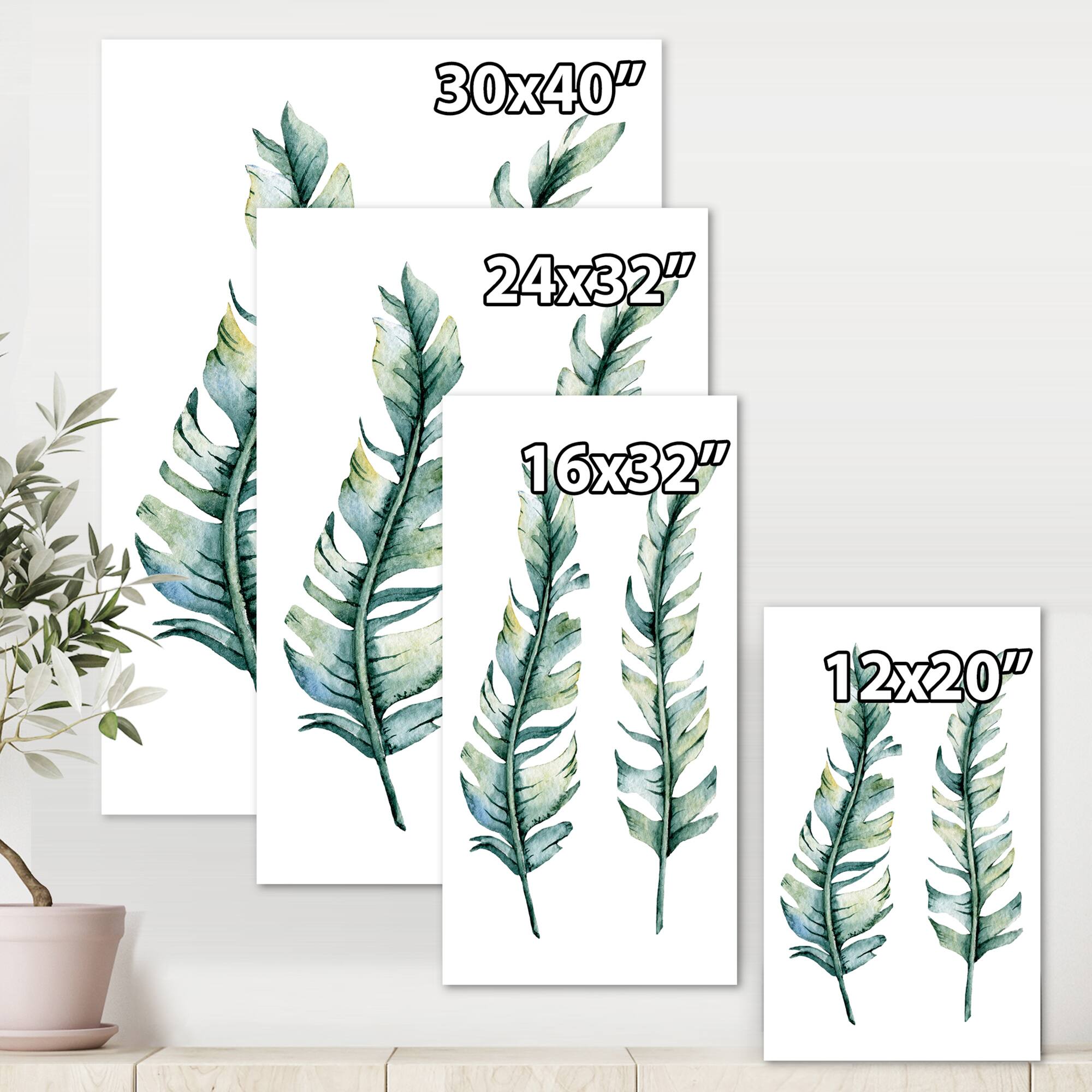 Designart - Duo of Tropical Leaves - Farmhouse Canvas Wall Art Print