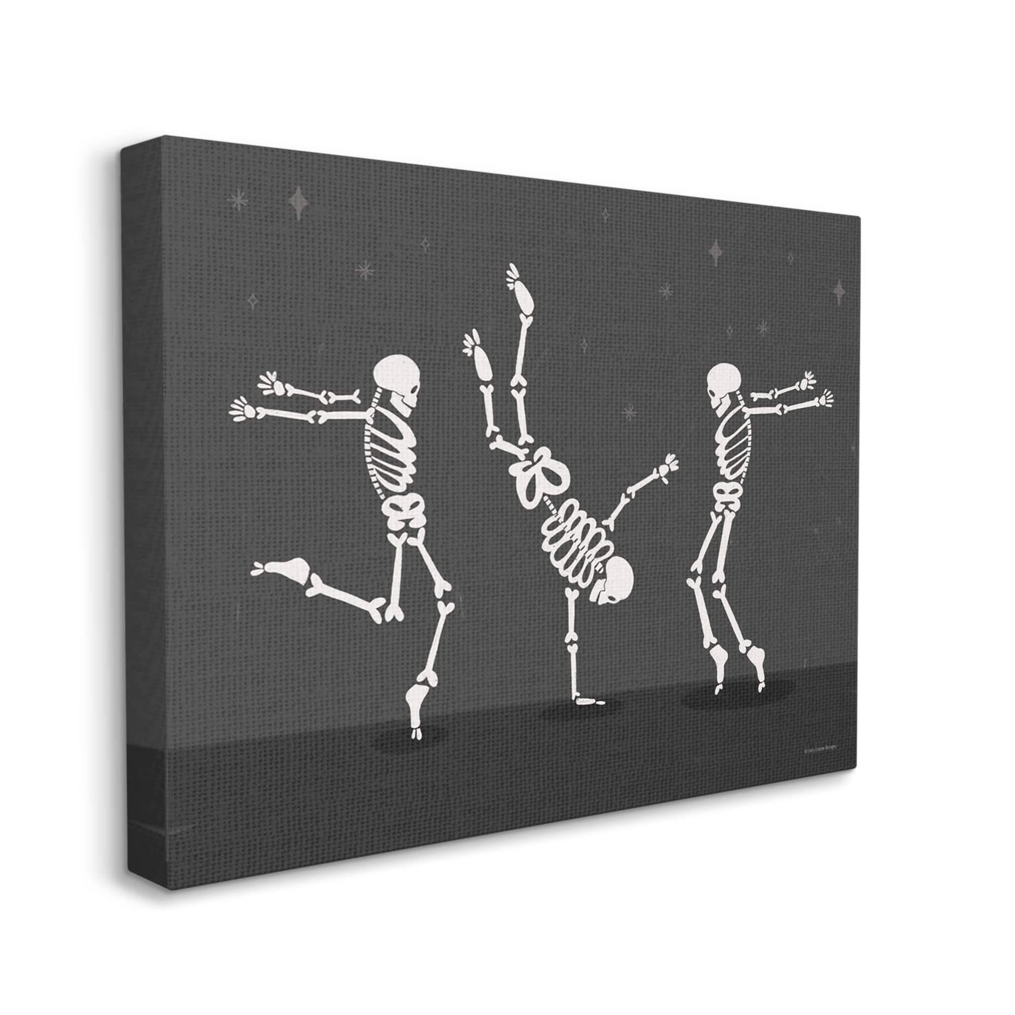 Stupell Industries Three Dancing Skeletons Canvas Wall Art