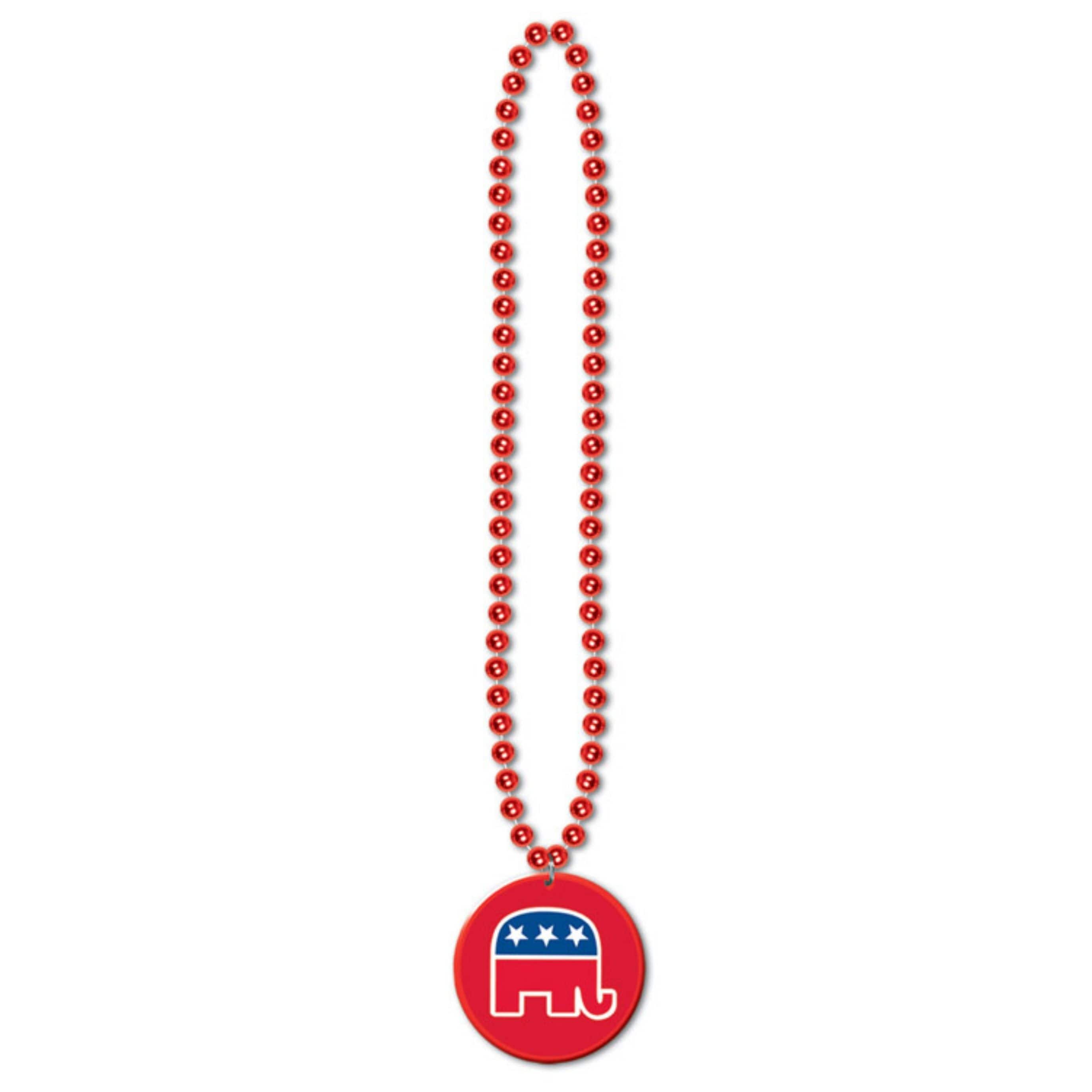 Beistle 33" Beads with Republican Medallions, 2ct.