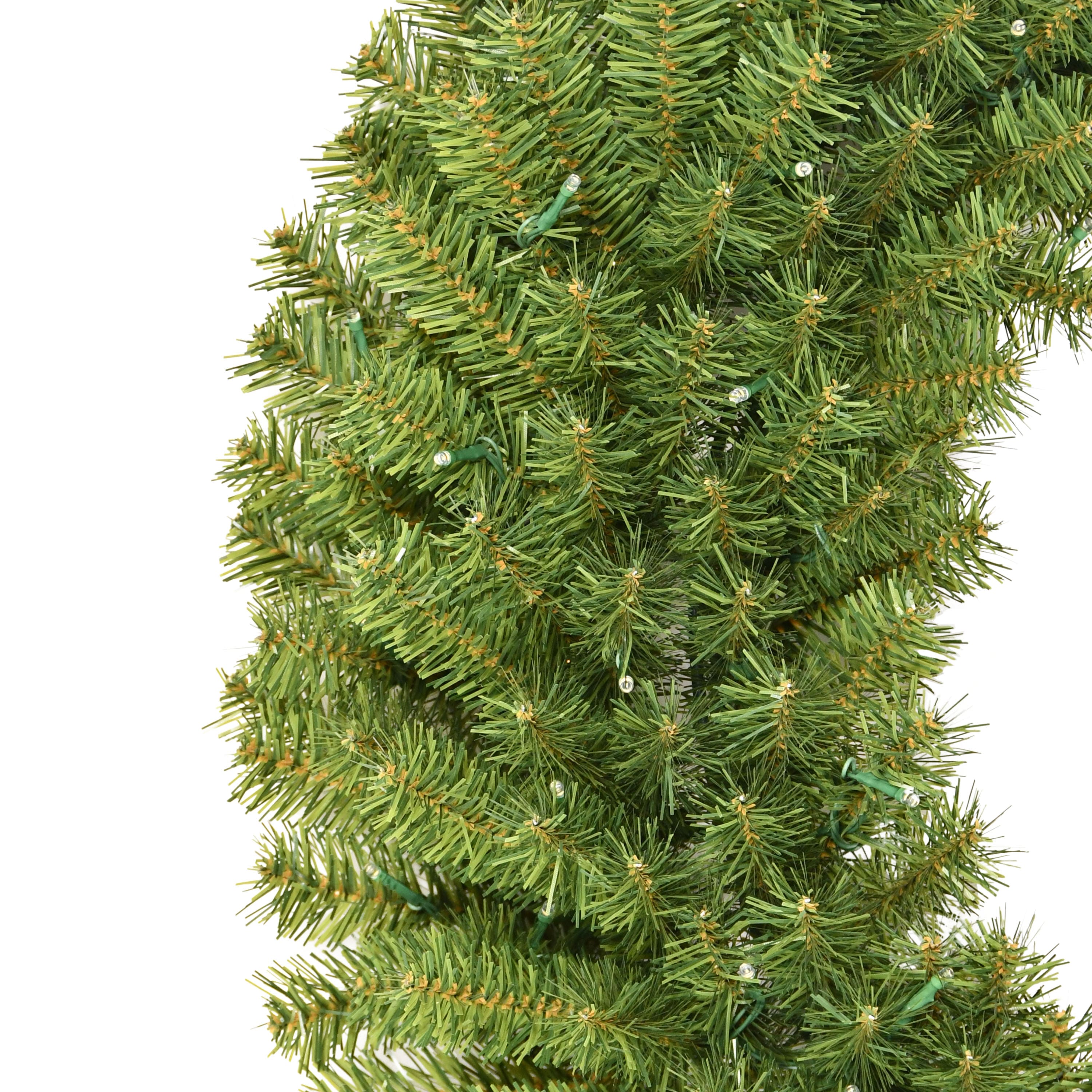 36" Pre-Lit Artificial Utah Spruce Wreath, Warm White LED Lights