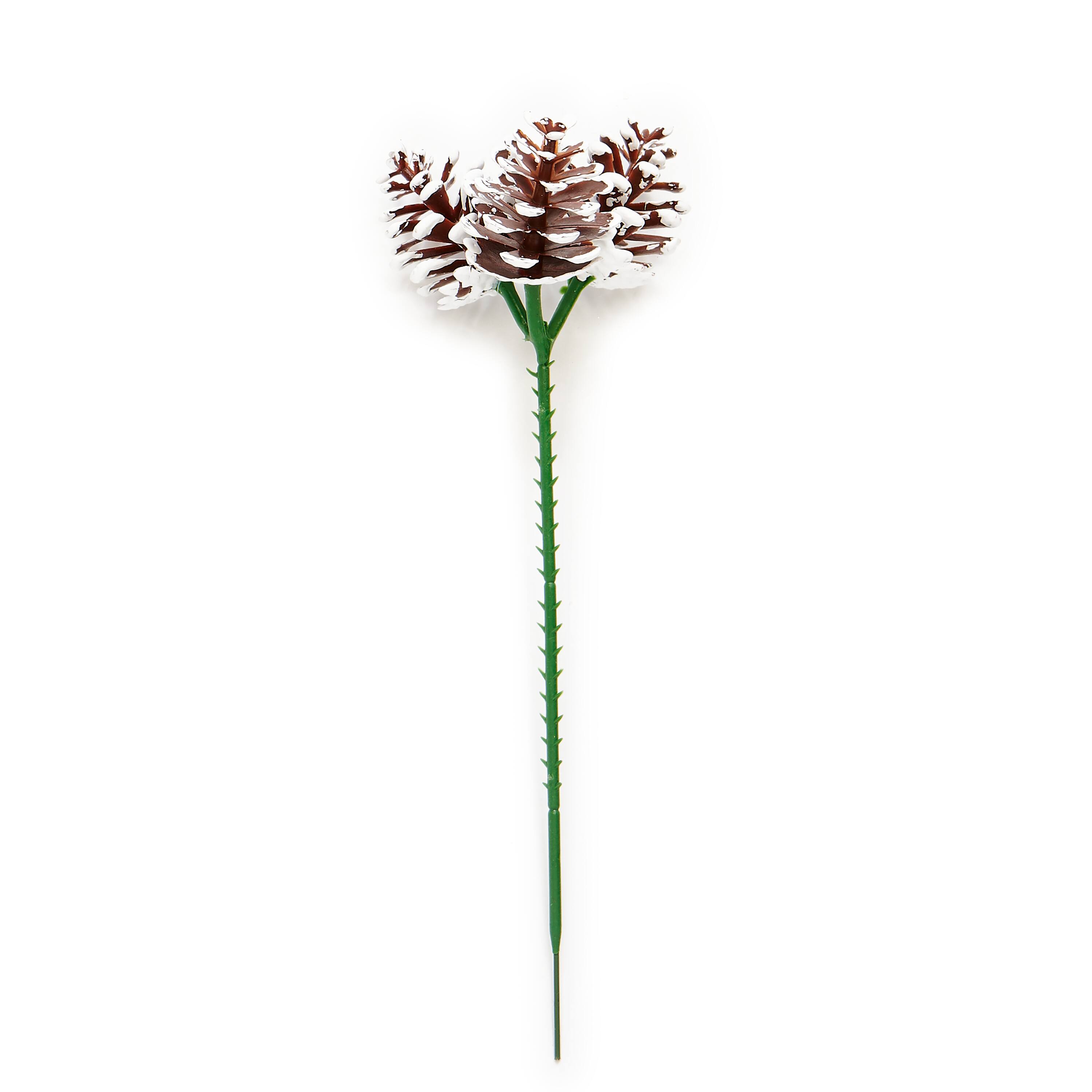 8" White Tip Plastic Pinecone Christmas Picks, 24ct.