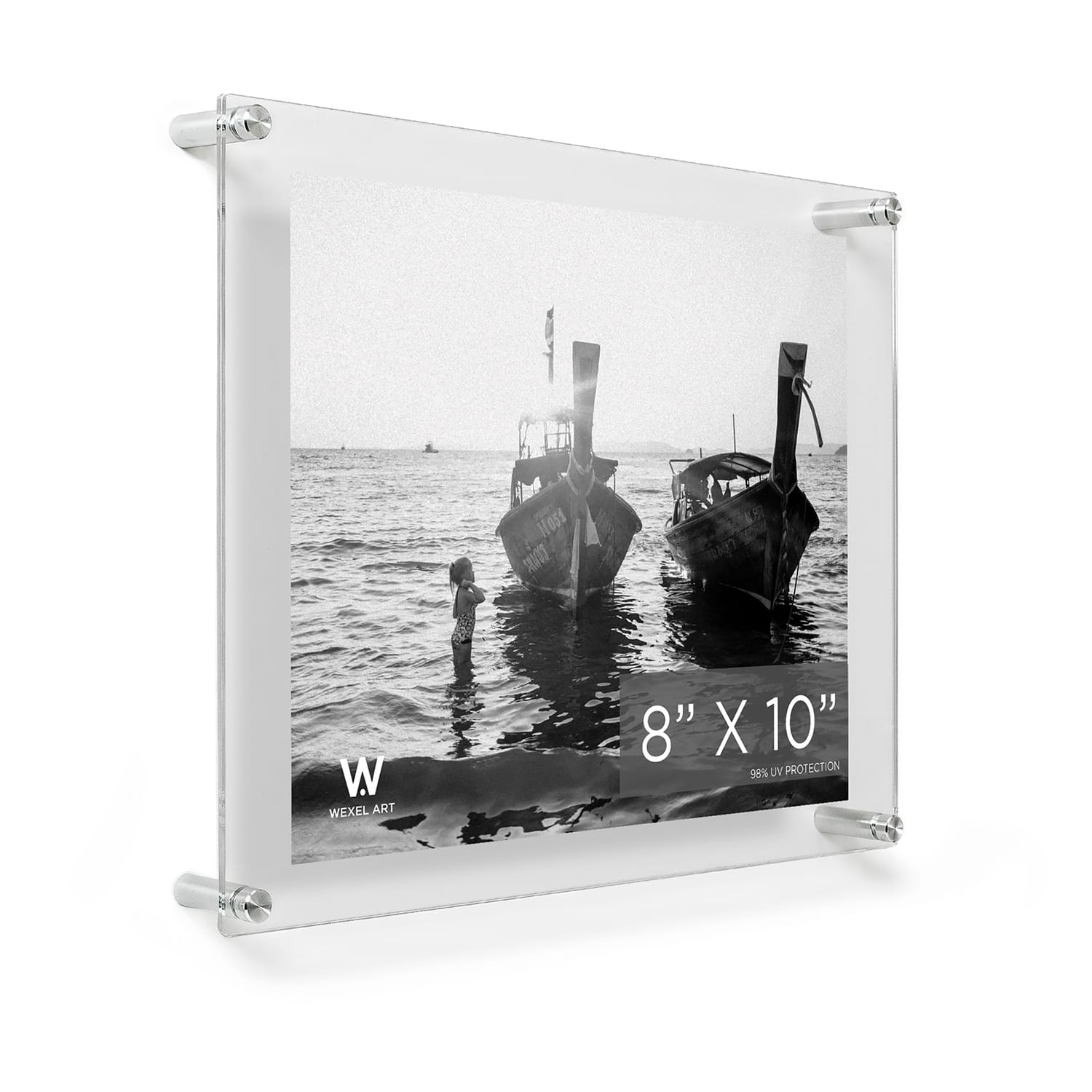 Wexel Art Double Panel Clear Acrylic Floating Wall Frame with Silver Hardware