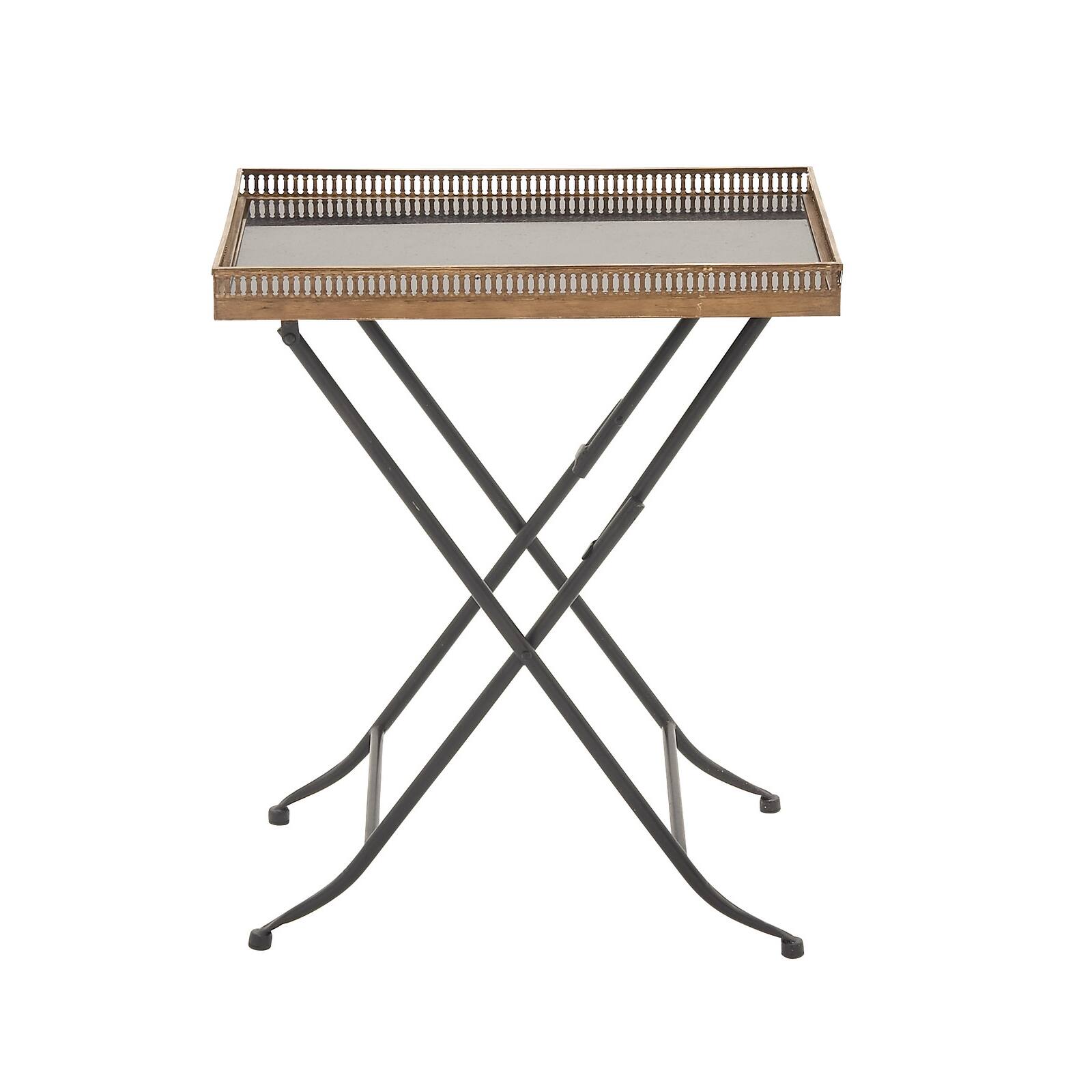 25" Gold Iron & Marble Traditional Accent Table