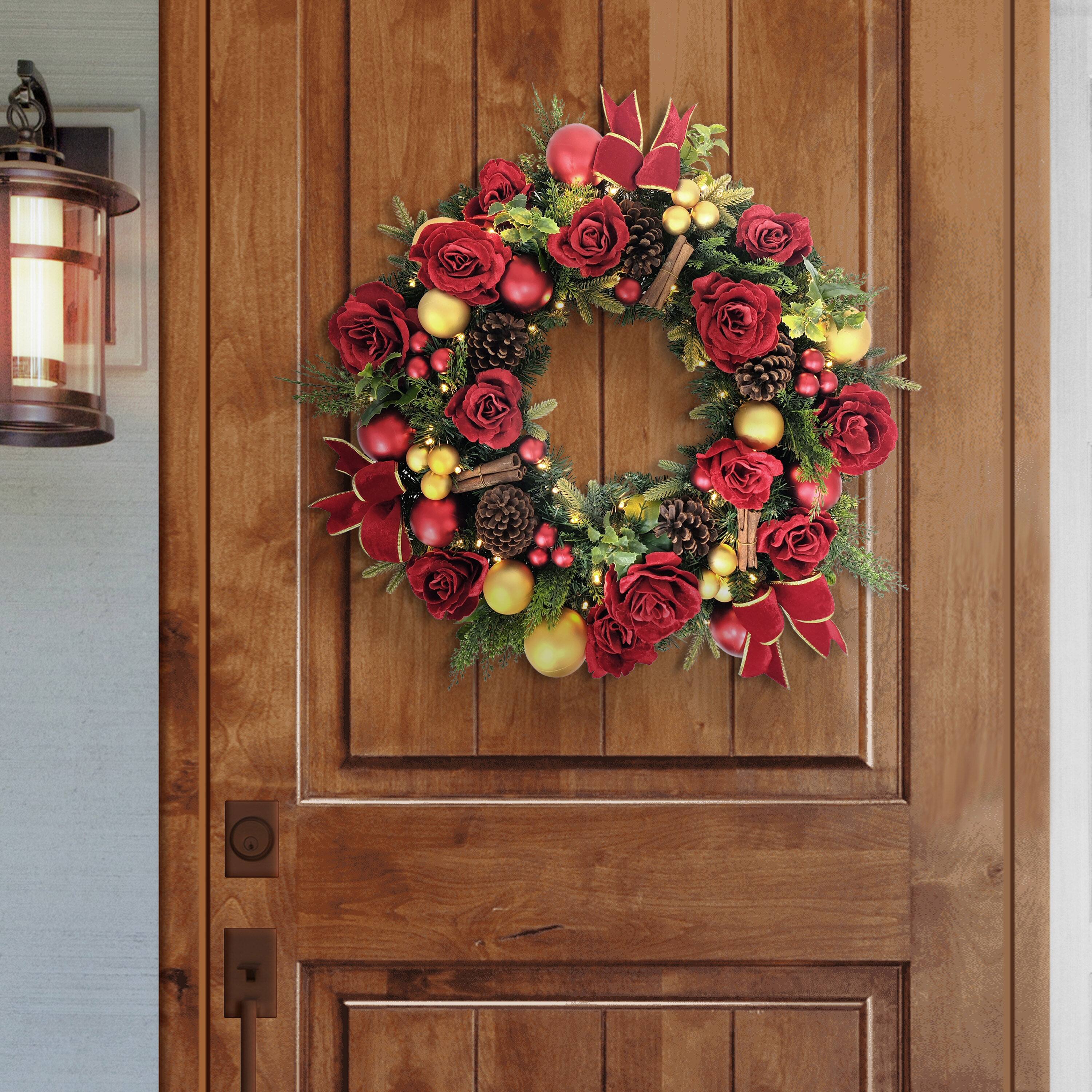 26" Pre-Lit LED Adorned Artificial Christmas Wreath