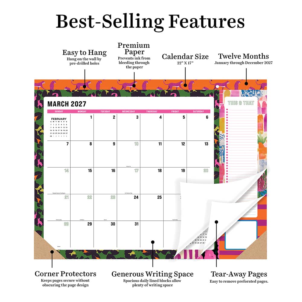 2027 Maximal Mirage Large Desk Pad Monthly Blotter Calendar