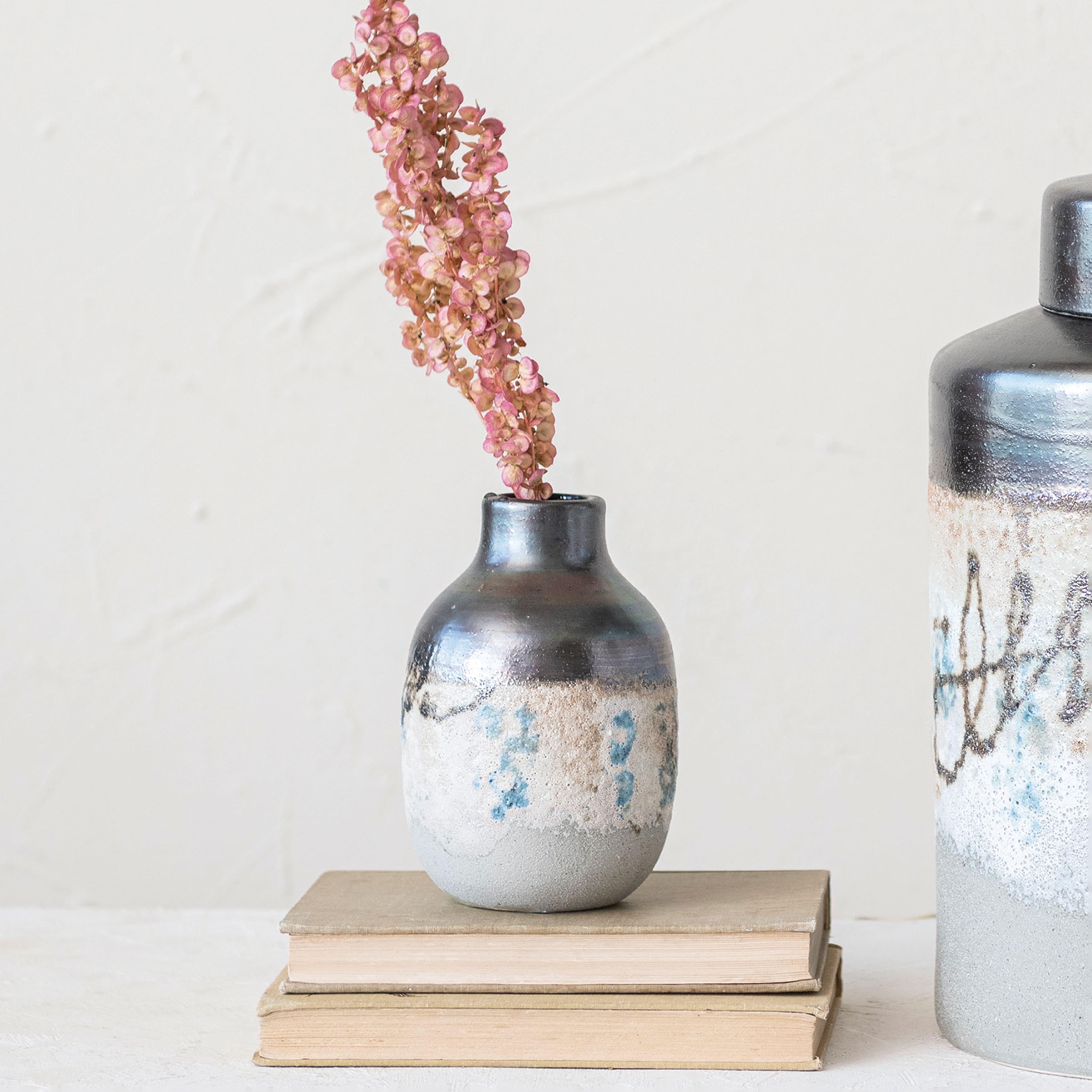 Hello Honey® 6" Neutral Hand Painted Stoneware Vase