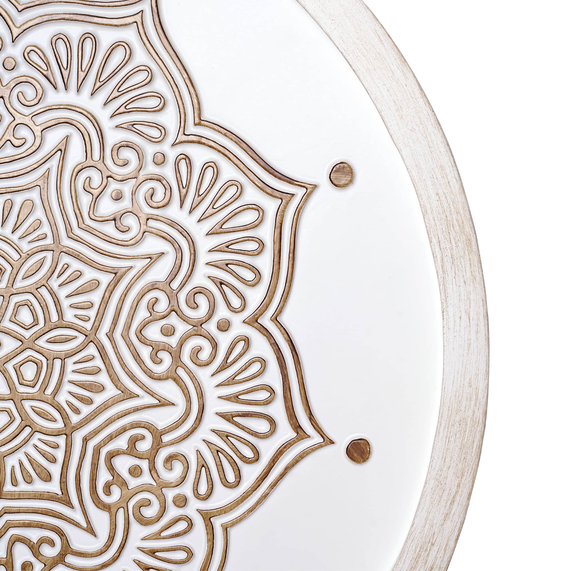 American Art Décor™ 17" White and Brown Boho Farmhouse Wood Framed Wall Medallion