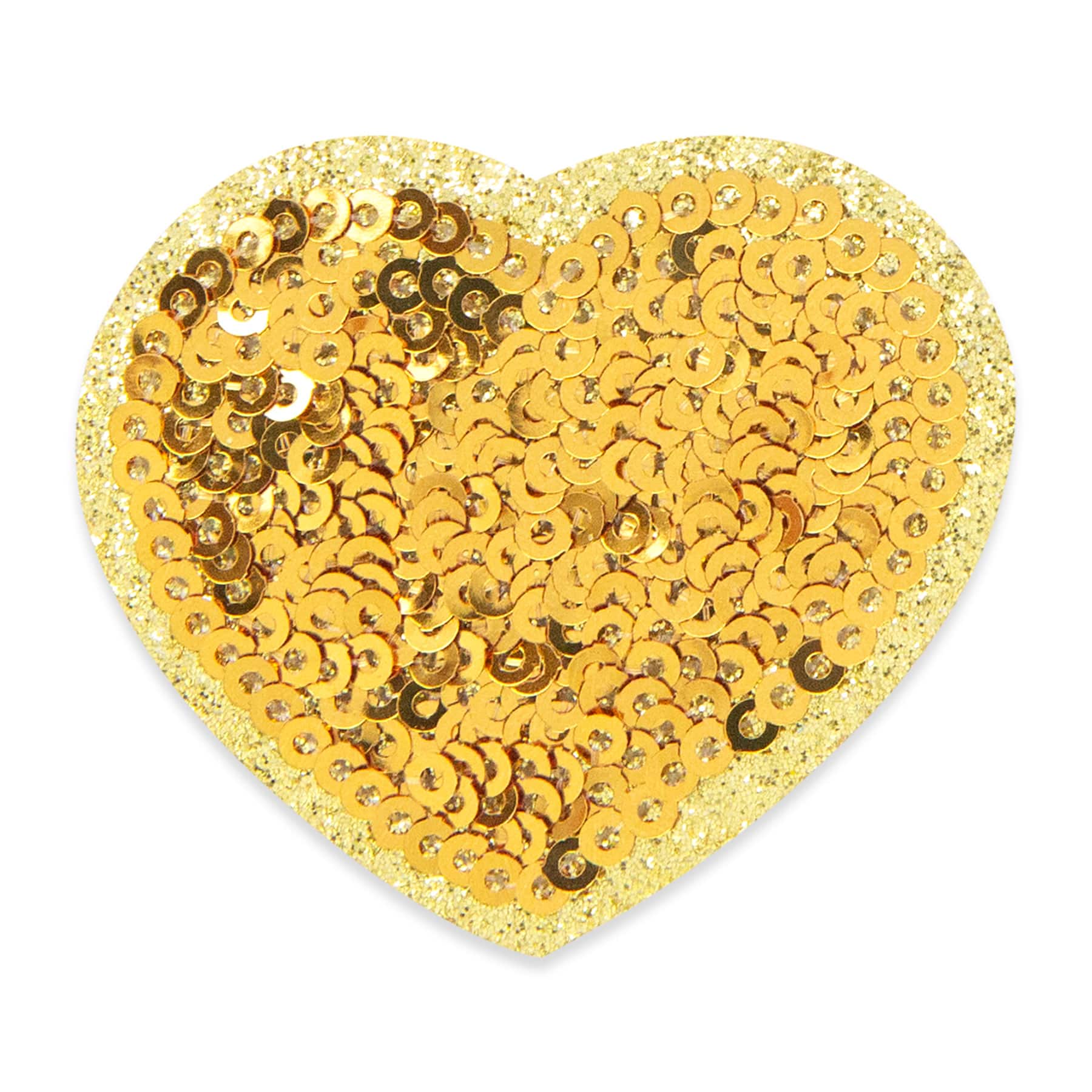 Gold Sequin Heart Embroidered Iron-On & Adhesive Patch by Make Market®