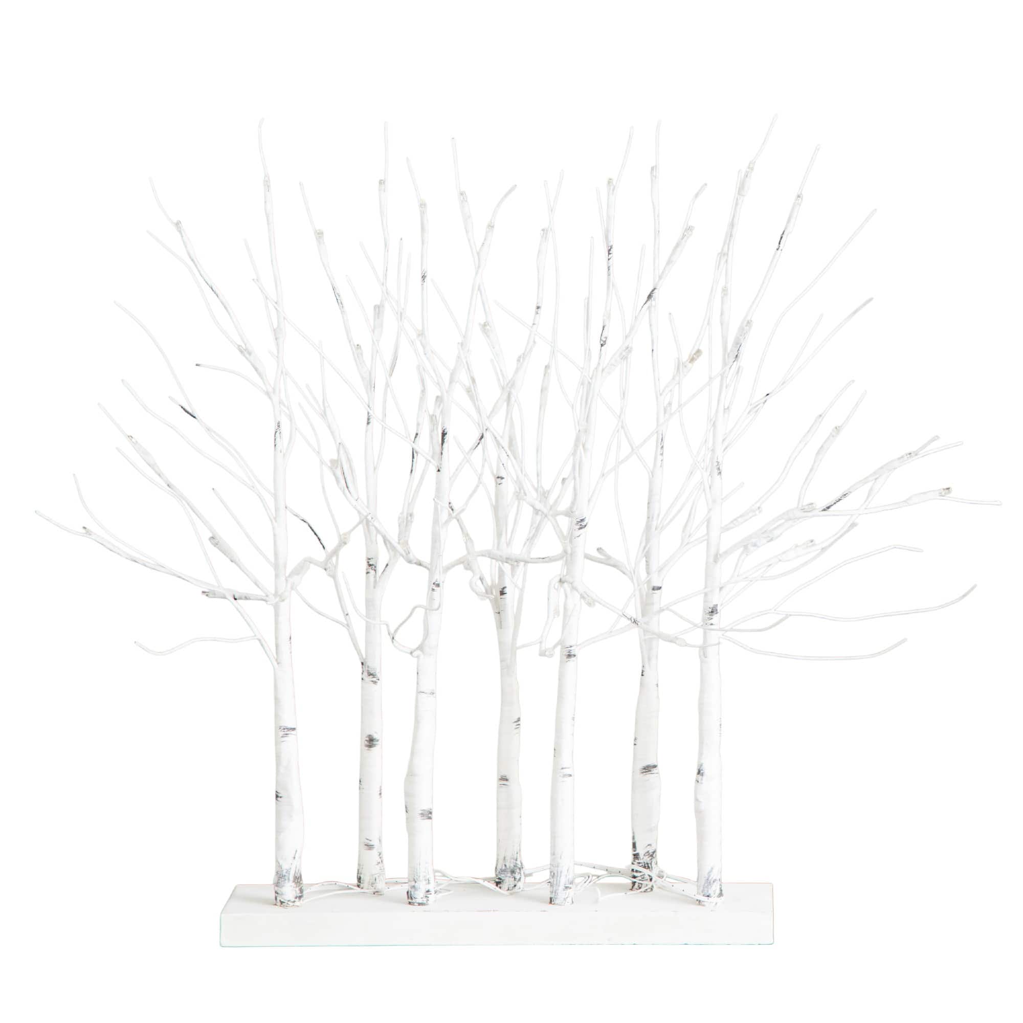 2ft. Pre-Lit Artificial White Birch Centerpiece with 84 LED Lights