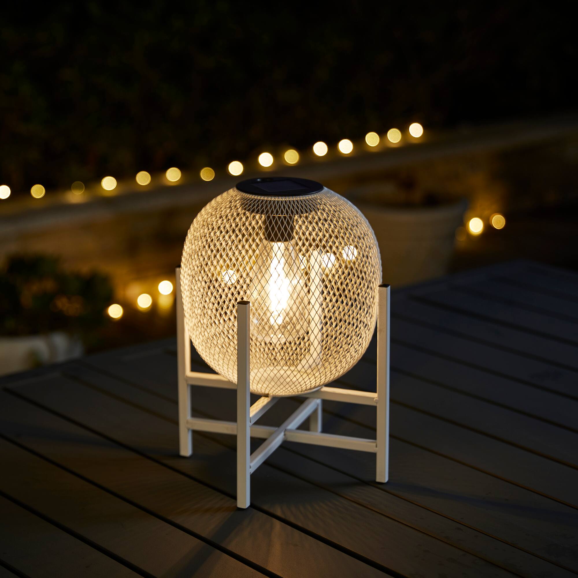 Glitzhome® 11.5" Metal Mesh Solar Powered Lantern with Stand