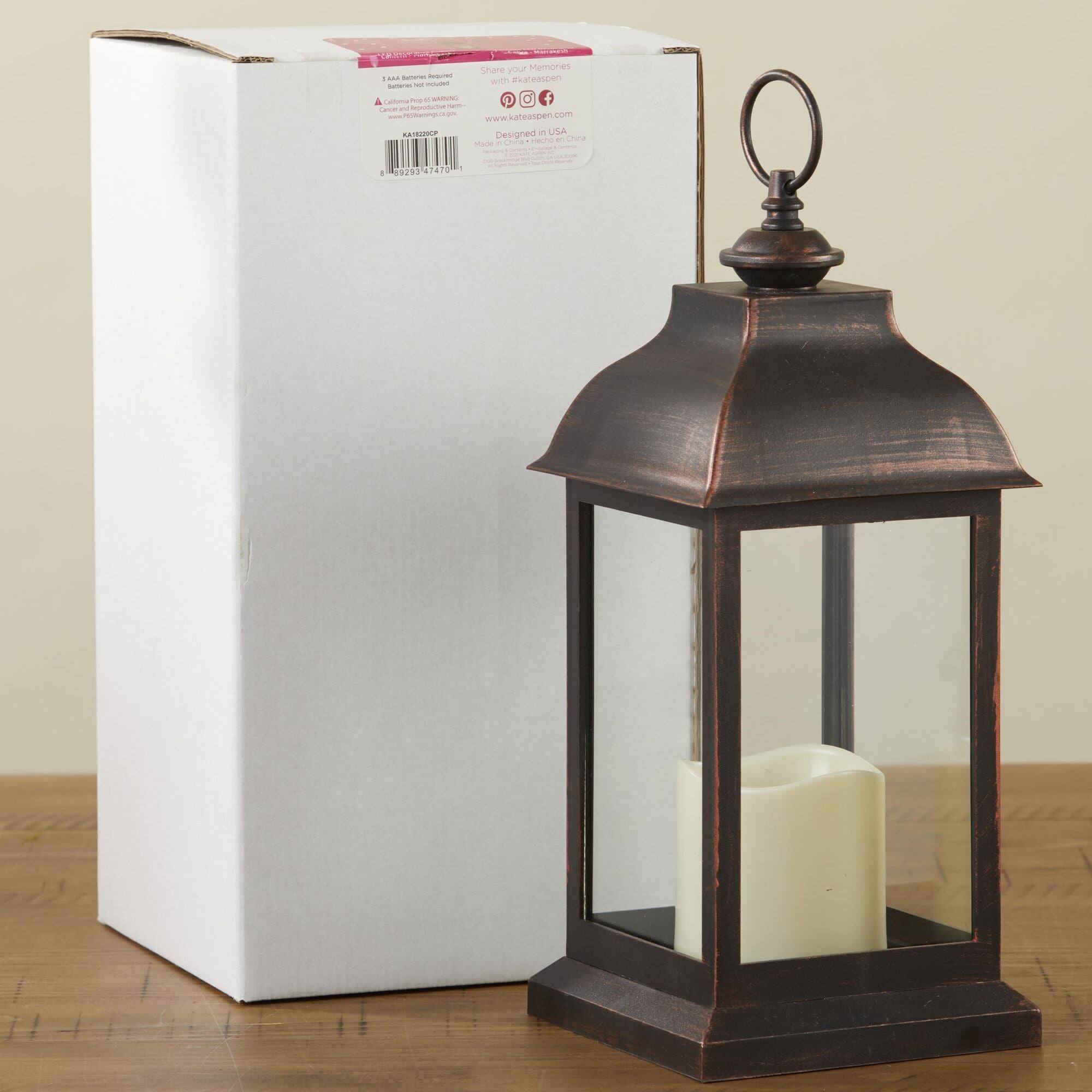 Kate Aspen® 12" LED Vintage Manchester Decorative Copper Lantern