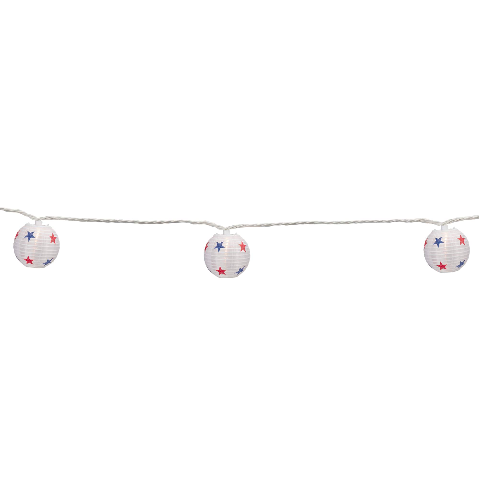 10ct. Red, White & Blue Star 4th of July Paper Lantern Lights