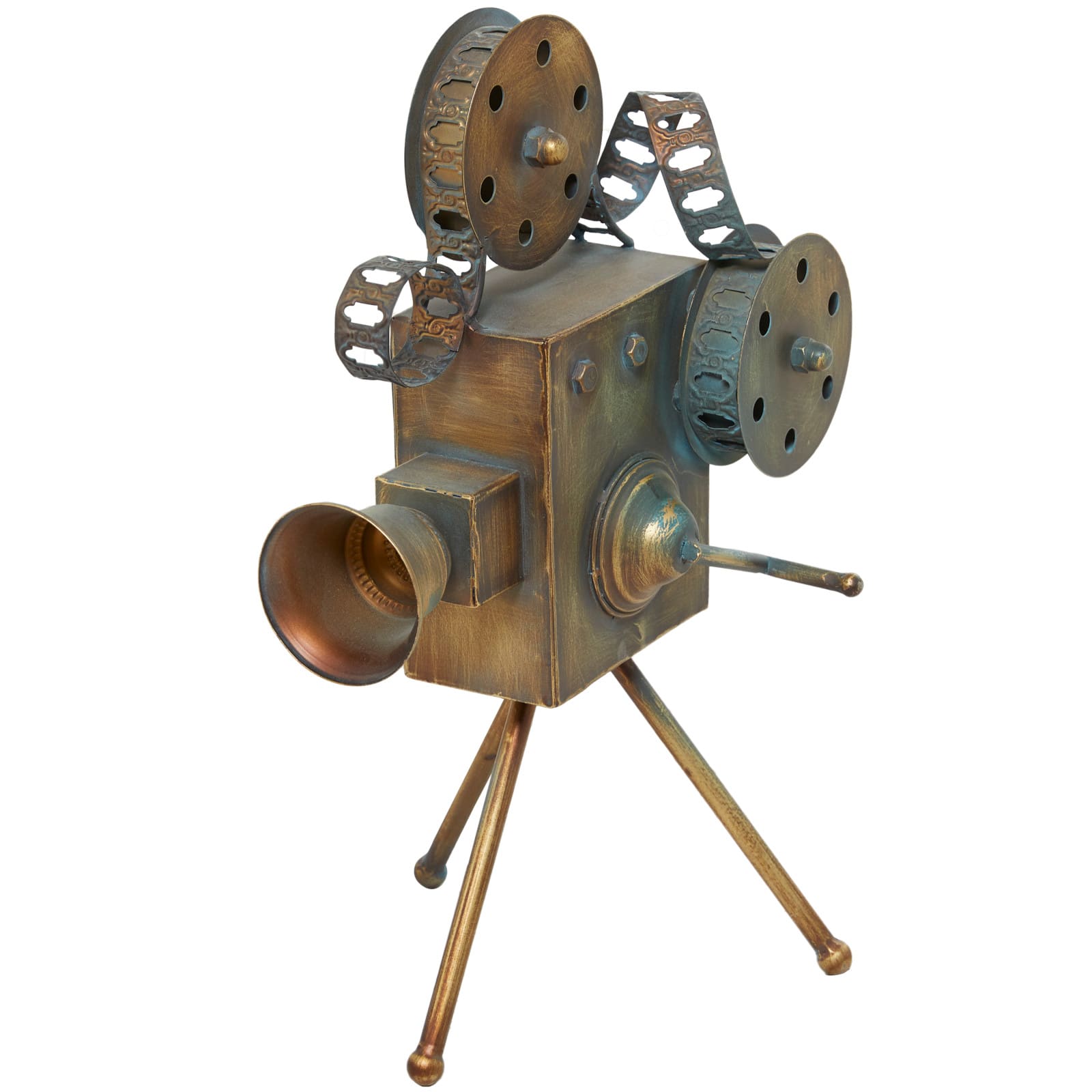 16" Brown Metal Decorative Camera Film Sculpture